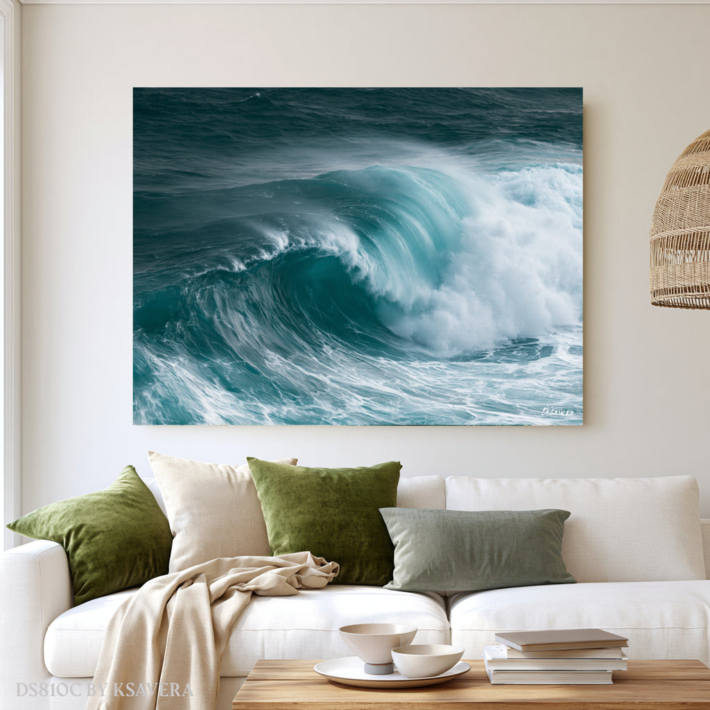 Teal Ocean Wave Crashing - Acrylic glass Print - DS0810C - US