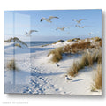 Seagulls Flying - Snowy Dunes Beach - Acrylic glass Print 12"x16" and 40"x30" - DS0810F - US