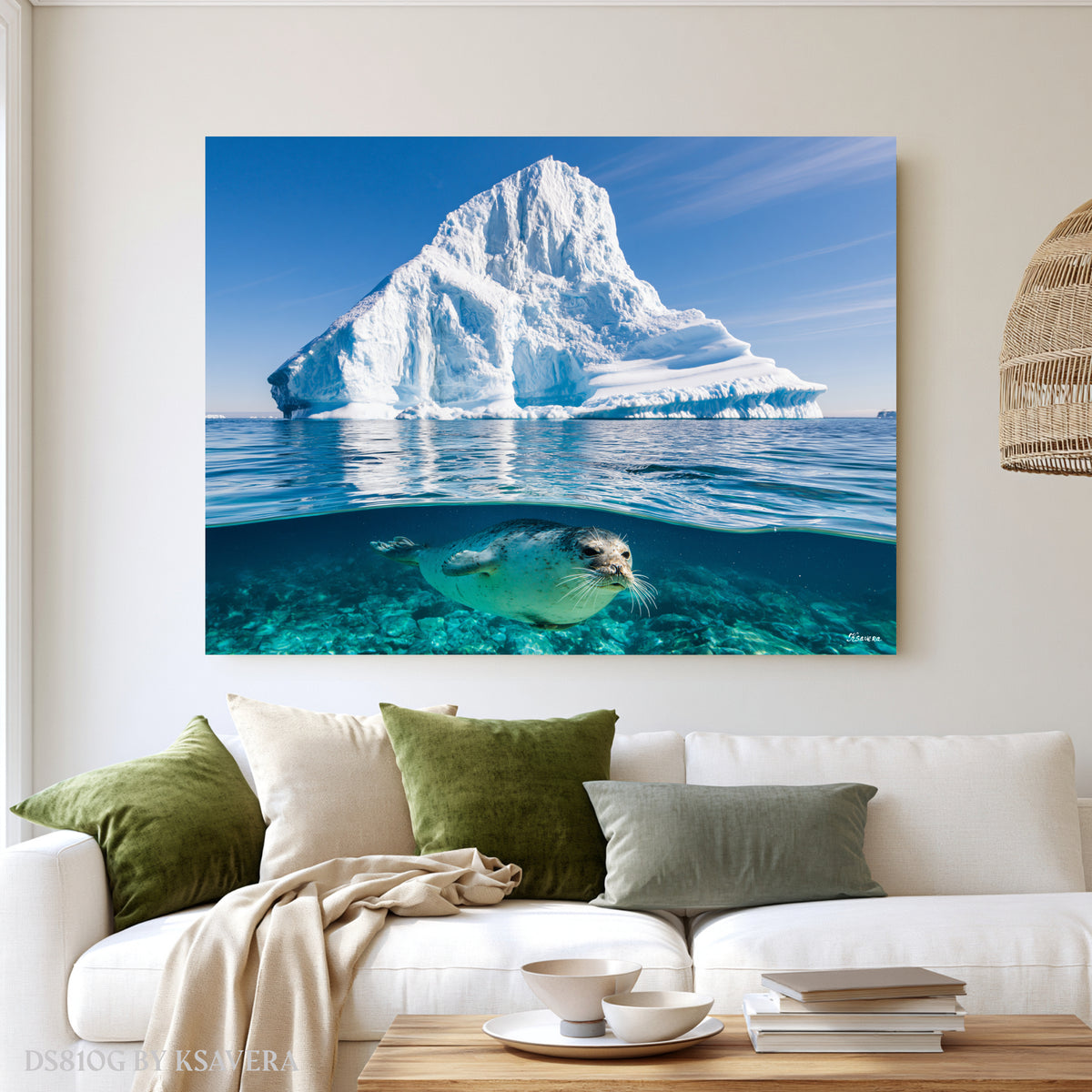 Harbor Seal Swimming - Iceberg Mountain - Acrylic glass Print 12"x16" and 40"x30" - DS0810G - US