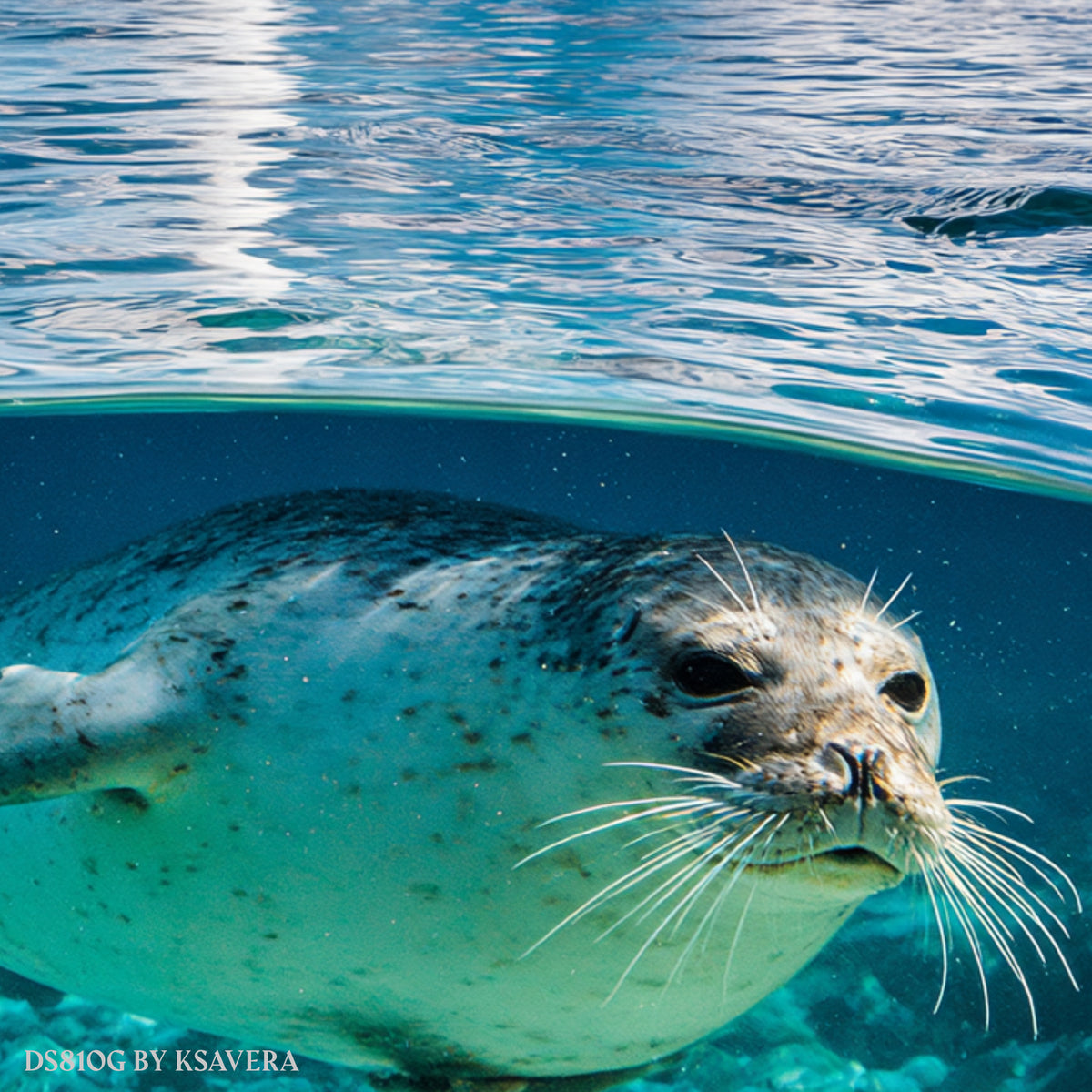 Harbor Seal Swimming - Iceberg Mountain - Acrylic glass Print 12"x16" and 40"x30" - DS0810G - US