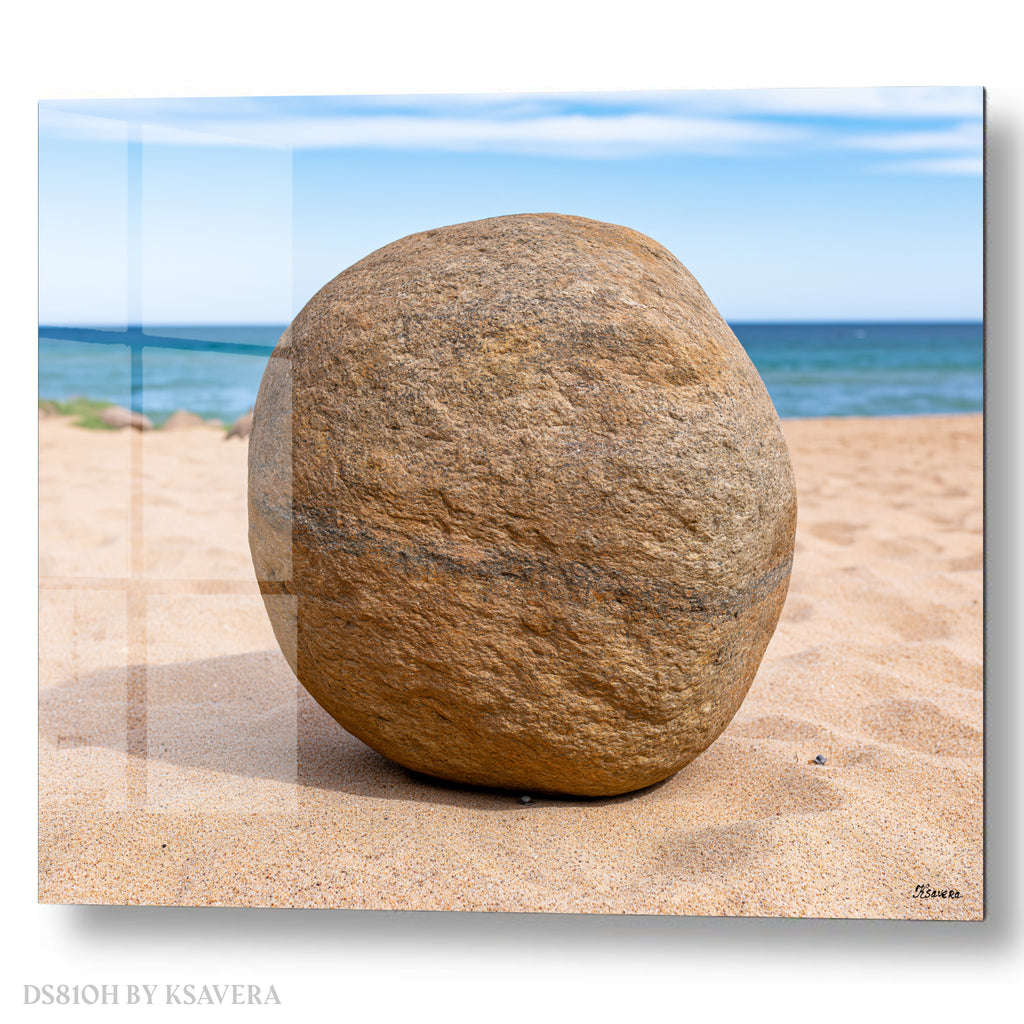 Large Round Smooth Rock - Beach - Acrylic glass Print 12"x16" and 40"x30" - DS0810H - US