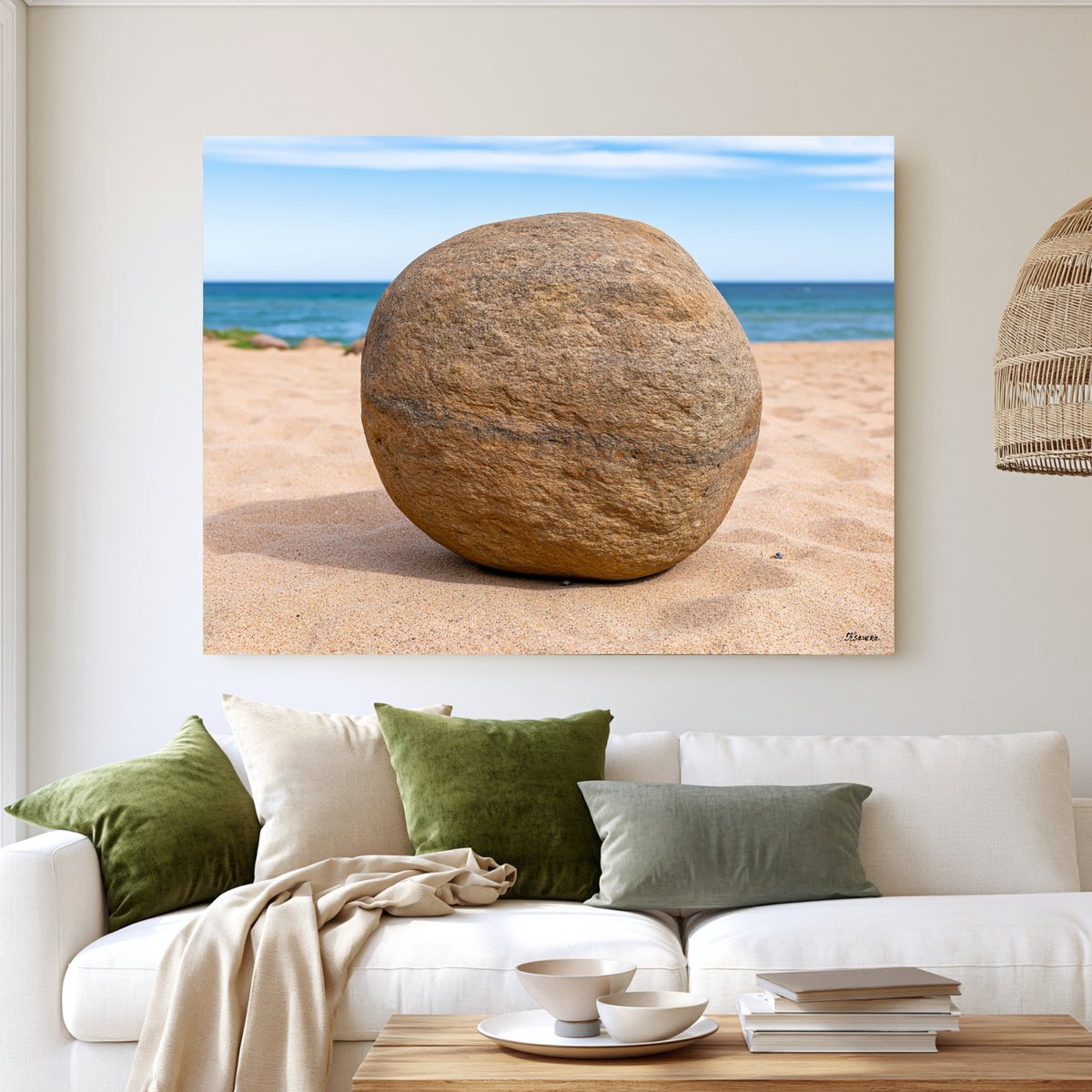 Large Round Smooth Rock - Beach - Acrylic glass Print 12"x16" and 40"x30" - DS0810H - US