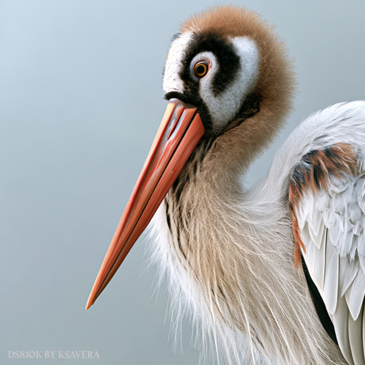 Stork On Log - foggy swamp - Acrylic glass Print 12"x16" and 40"x30" - DS0810K - US