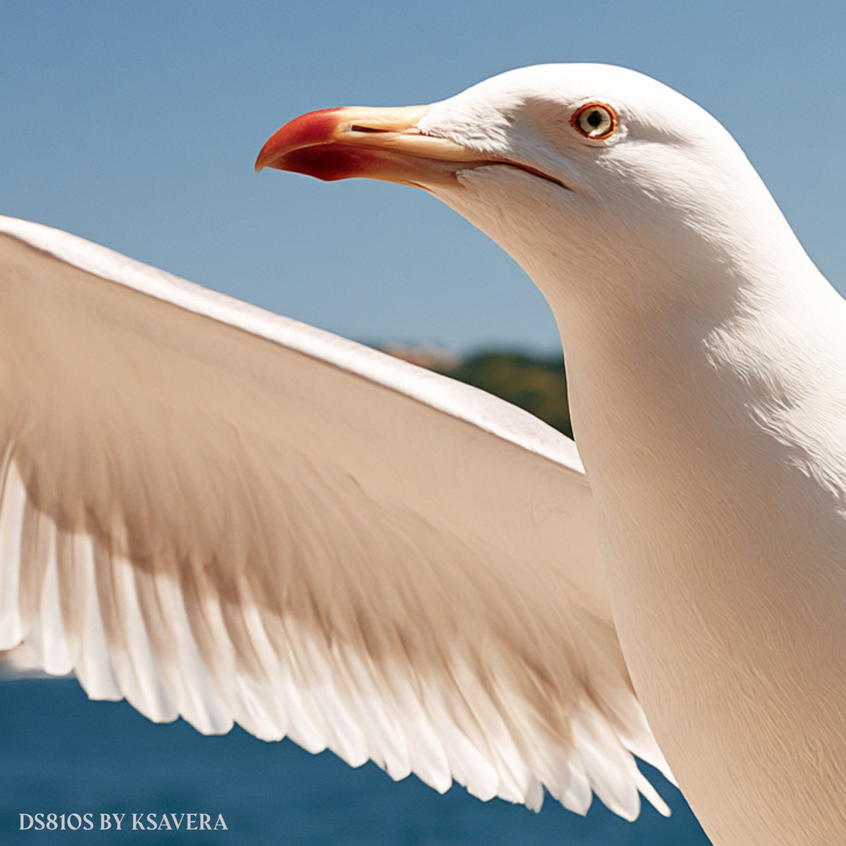 Two White Seagulls Flying - Acrylic glass Print 12"x16" and 40"x30" - DS0810S - US