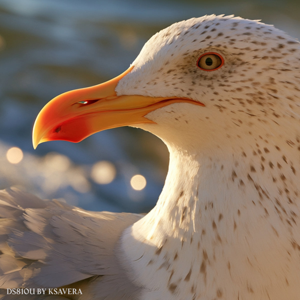 Large Seagull - Sunny Sand Beach - Acrylic glass Print 12"x16" and 40"x30" - DS0810U - US