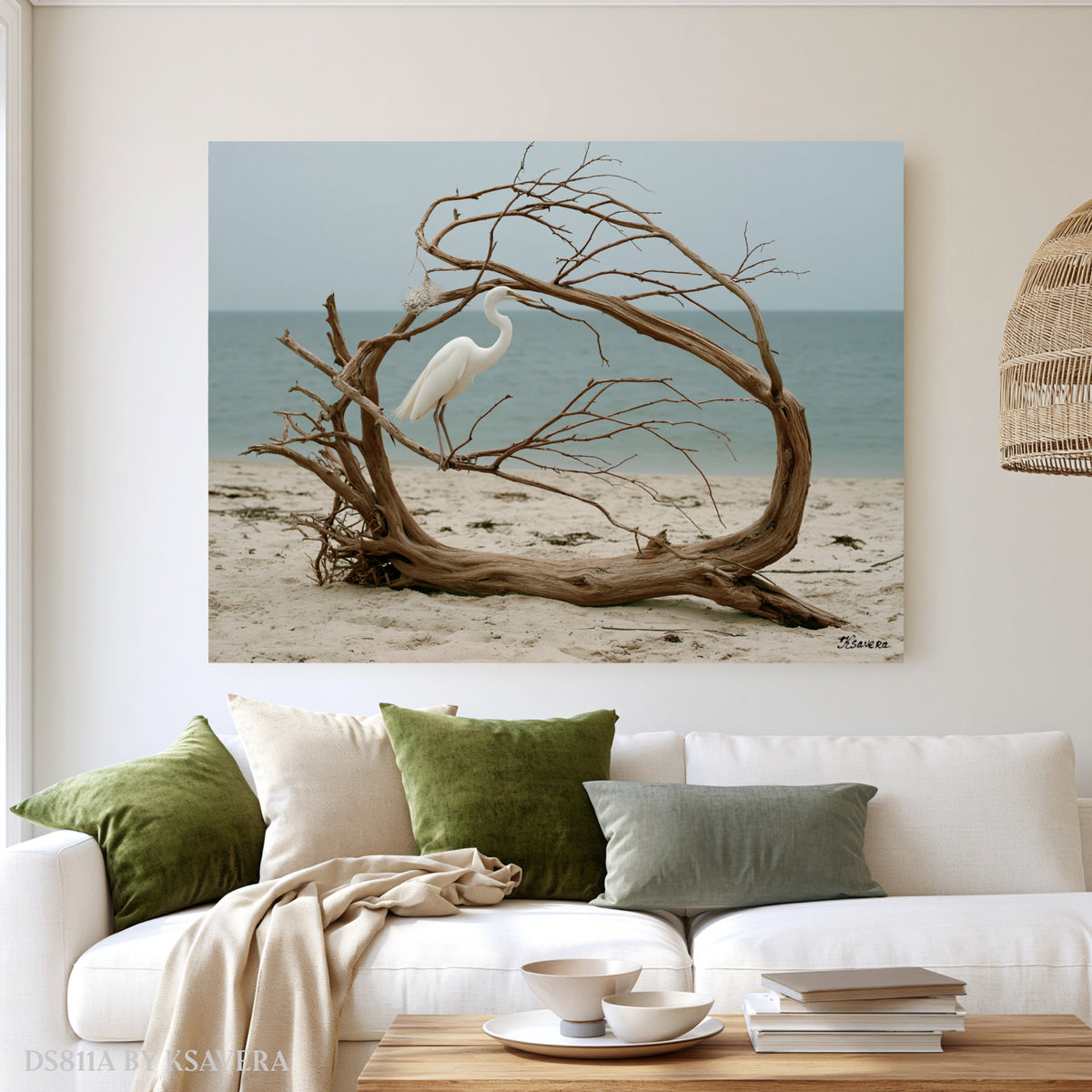 White Egret - Coastal Wildlife Photography - Acrylic glass Print 12"x16" and 40"x30" - DS0811A - US