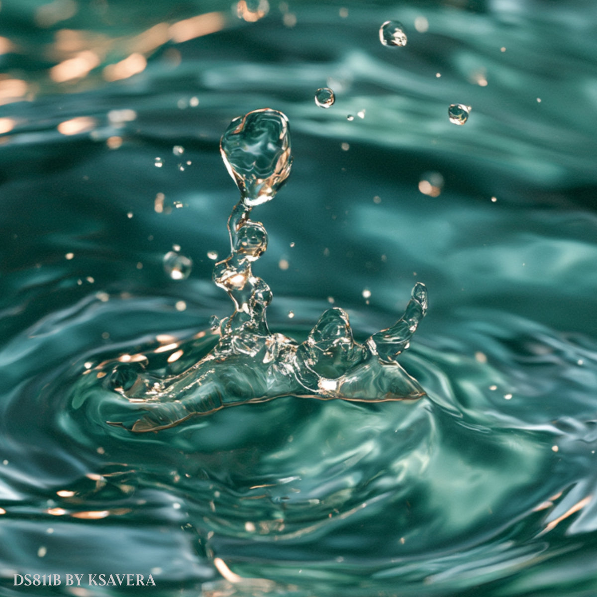 Teal Water Splash - Liquid Motion Macro Photography - Acrylic glass Print 12"x16" and 40"x30" - DS0811B - US