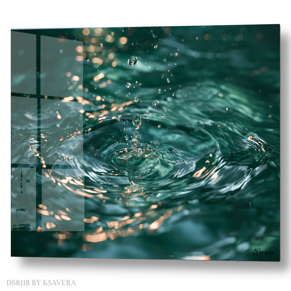 Teal Water Splash - Liquid Motion Macro Photography - Acrylic glass Print 12"x16" and 40"x30" - DS0811B - US
