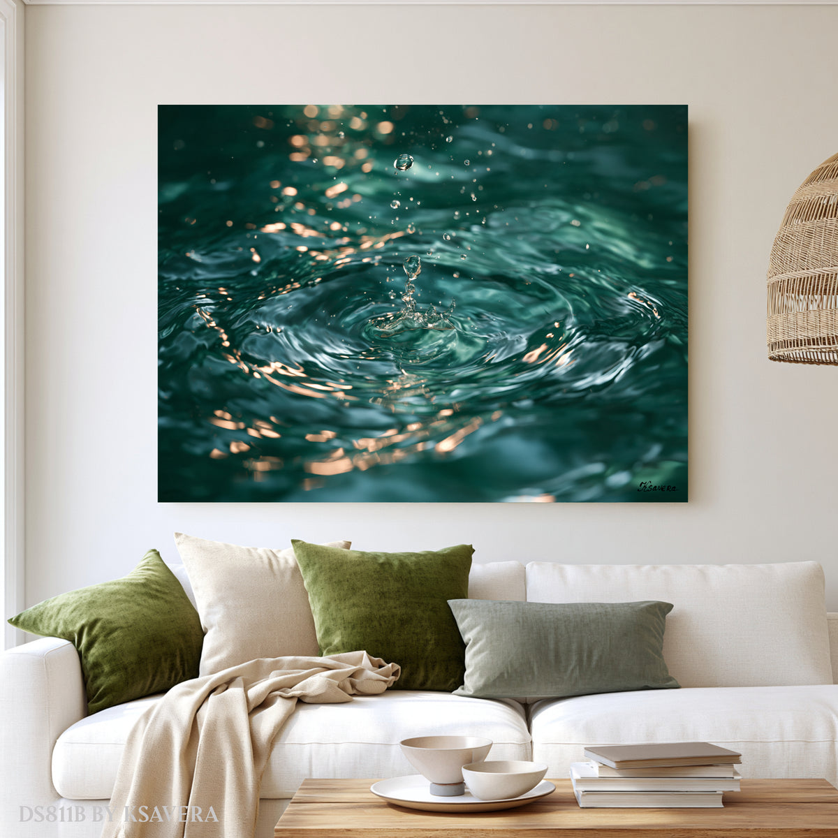 Teal Water Splash - Liquid Motion Macro Photography - Acrylic glass Print 12"x16" and 40"x30" - DS0811B - US
