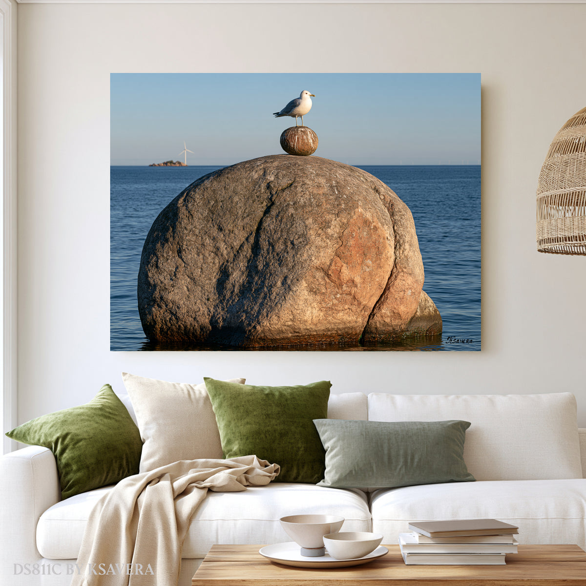 Seagull on Balancing Rock - Coastal Zen Photography - Acrylic glass Print 12"x16" and 40"x30" - DS0811C - US