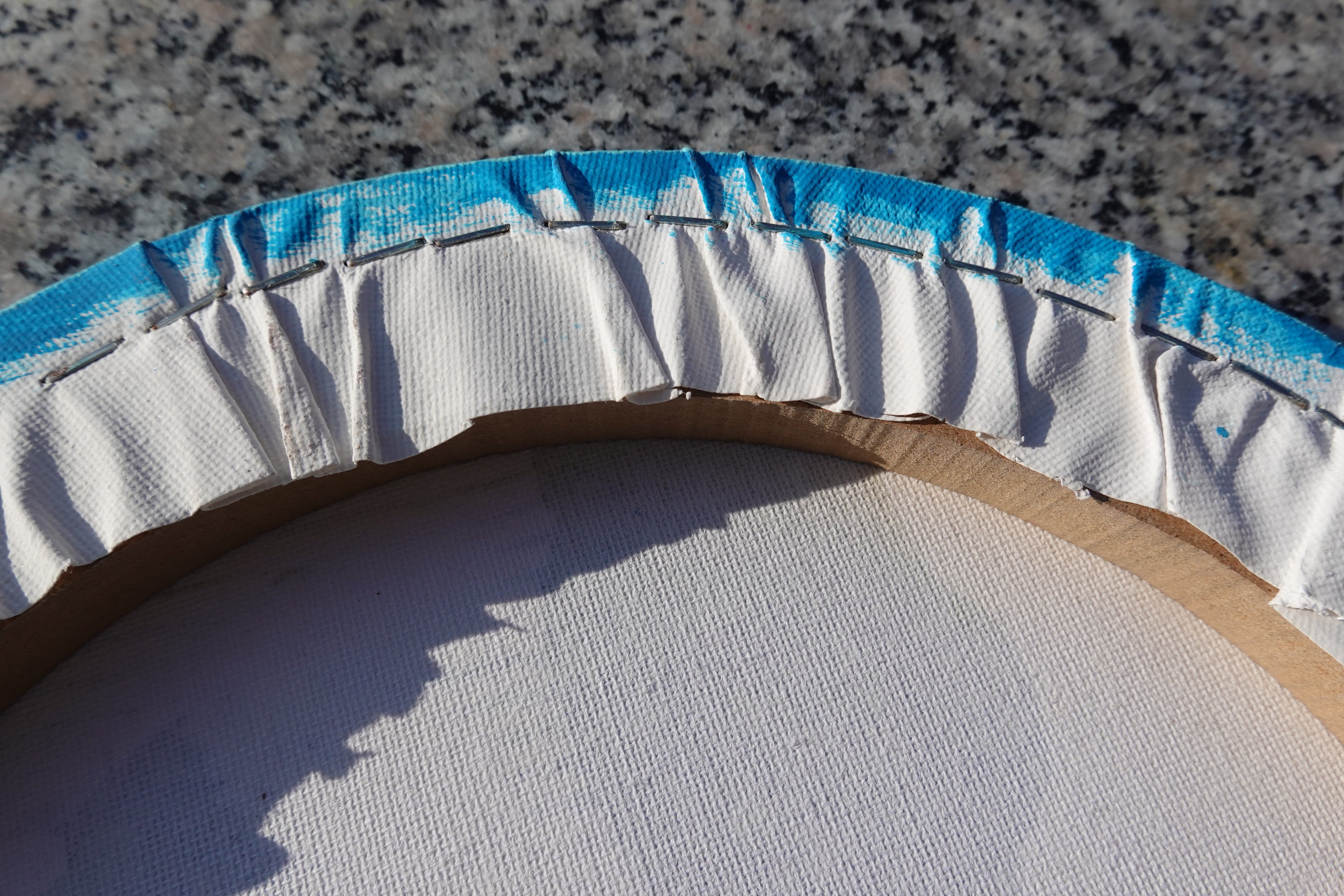 Gold Blue Abstract Painting A290 - Set of 9 Original Textured round Paintings by Ksavera