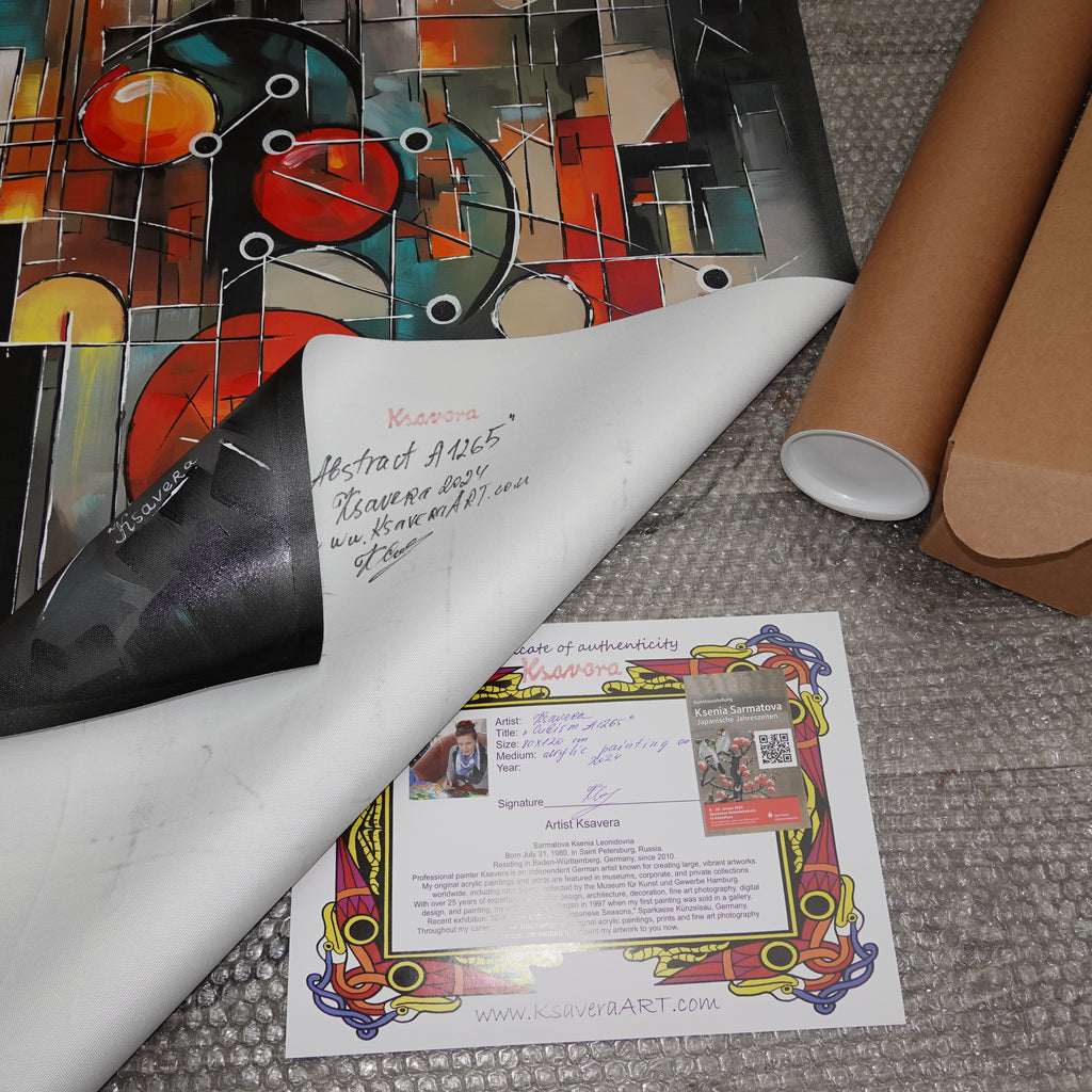 Abstract Minimalist Painting A1367 - Modern original blue gold black Wall Art by Ksavera