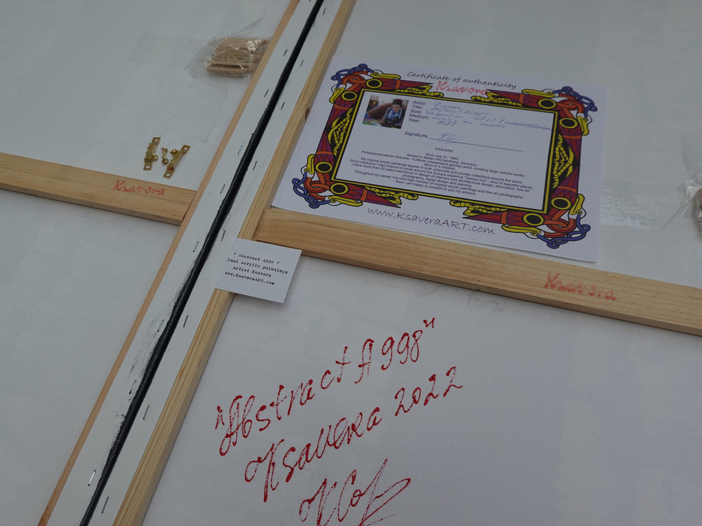 Silver Brick red Paintings “Abstract A221” - Large original Triptych by Ksavera