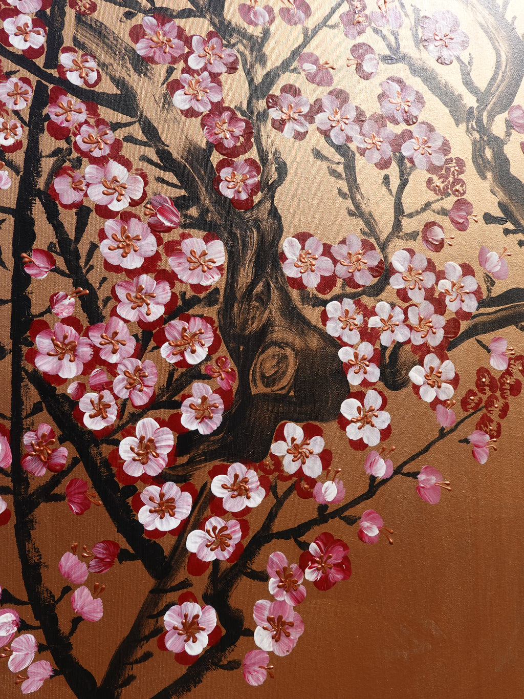 Sakura J418 extra large Japanese bronze original painting by Ksavera