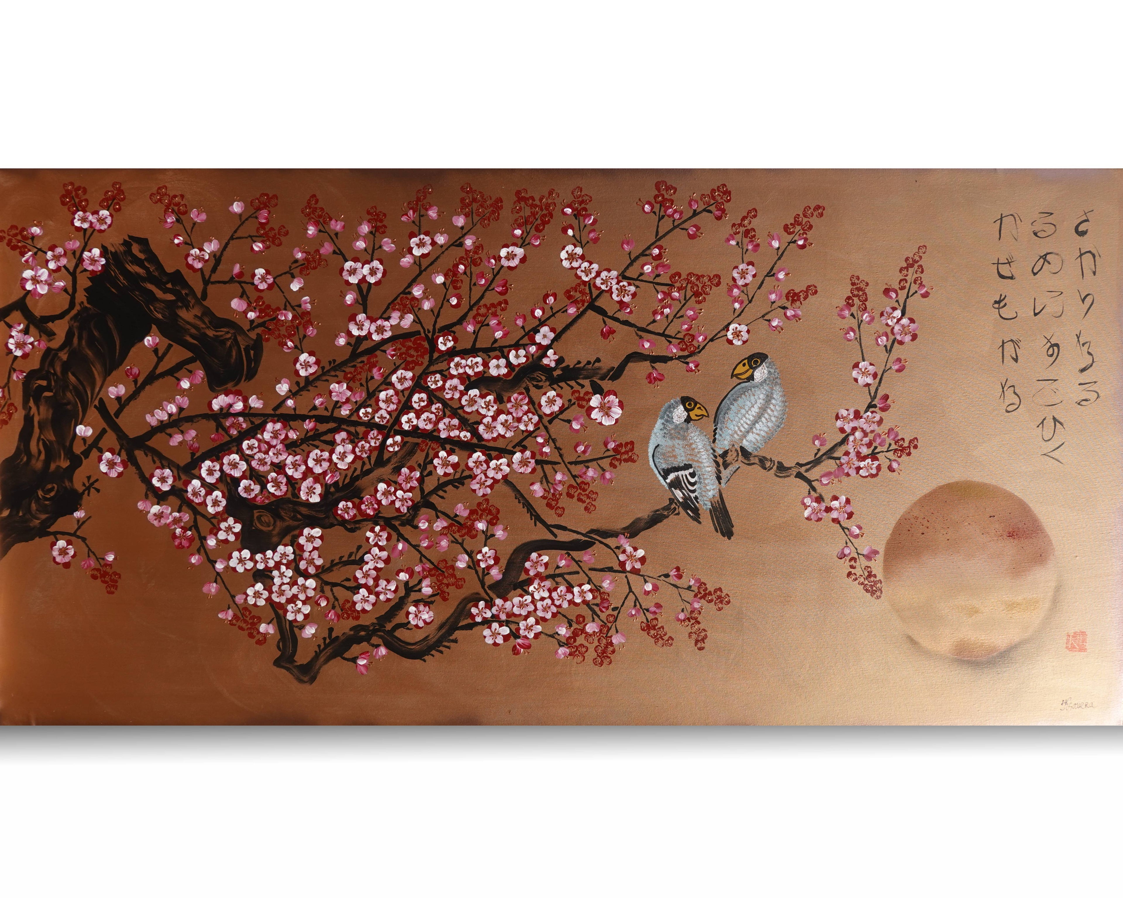 Sakura J418 extra large Japanese bronze original painting by Ksavera