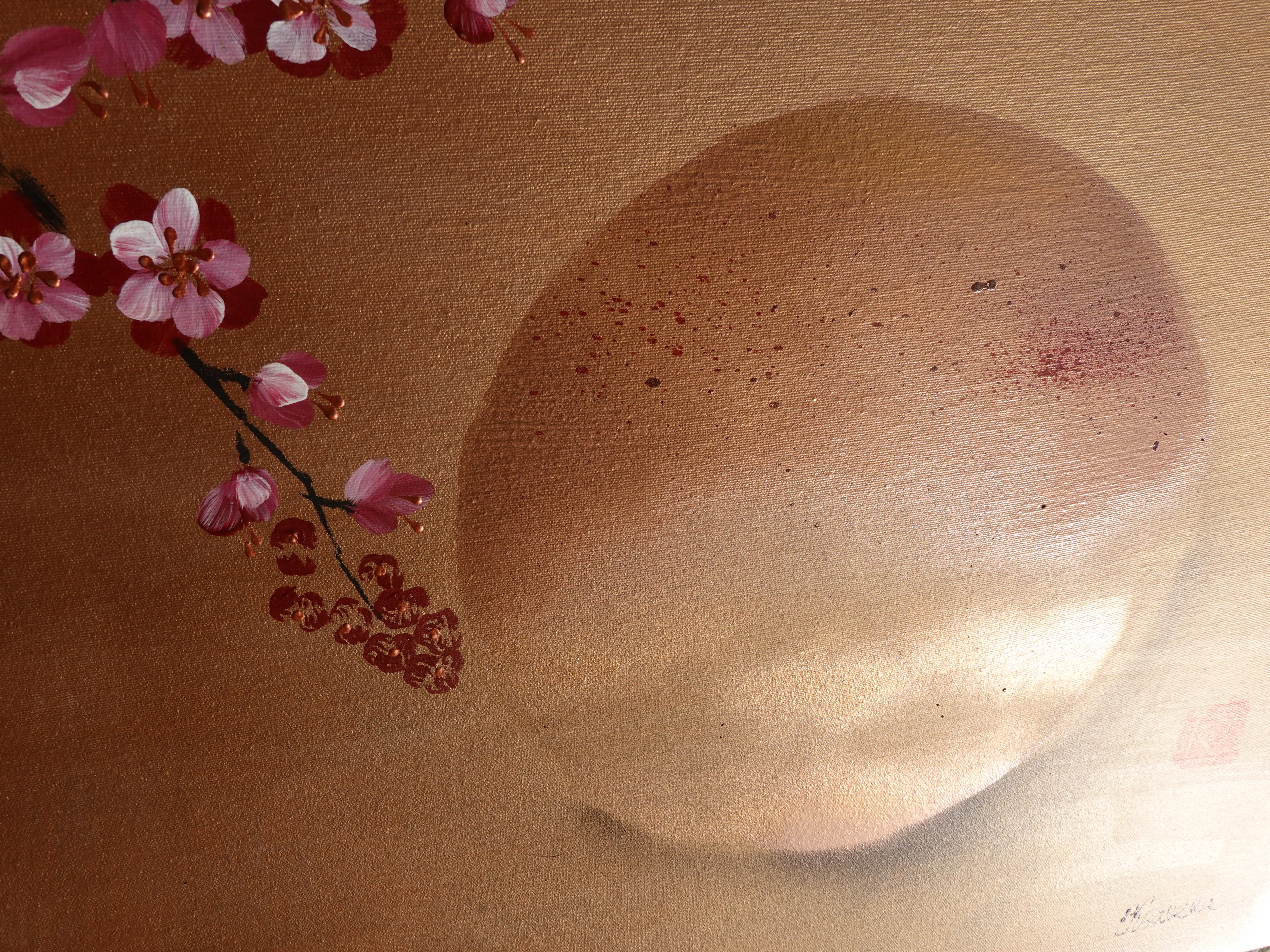 Sakura J418 extra large Japanese bronze original painting by Ksavera