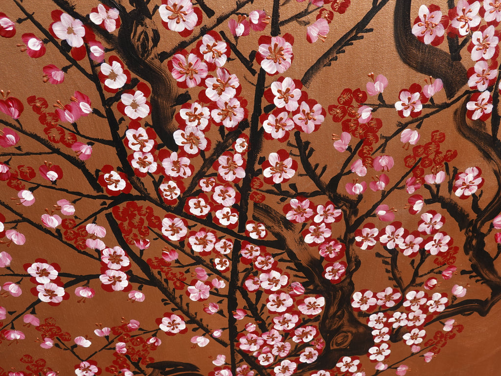 Sakura J418 extra large Japanese bronze original painting by Ksavera
