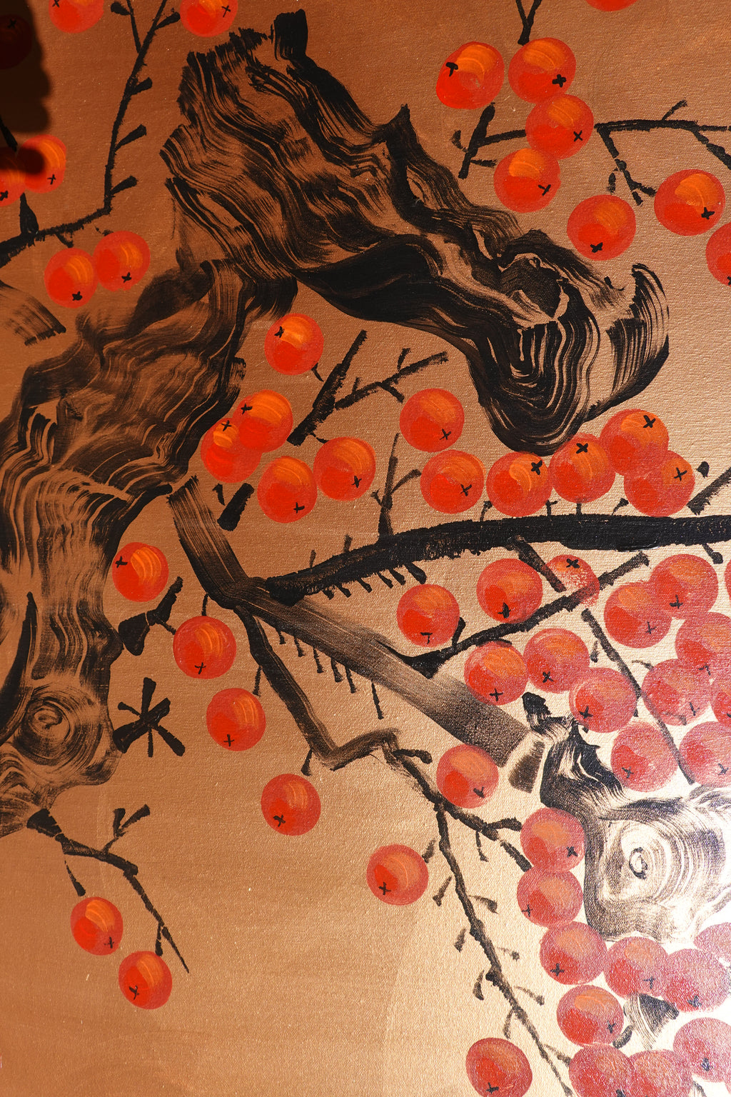 Japanese red apple tree J423 is a large-scale Japanese-inspired bronze painting
Original Acrylic Painting on unstretched canvas by artist Ksavera.
