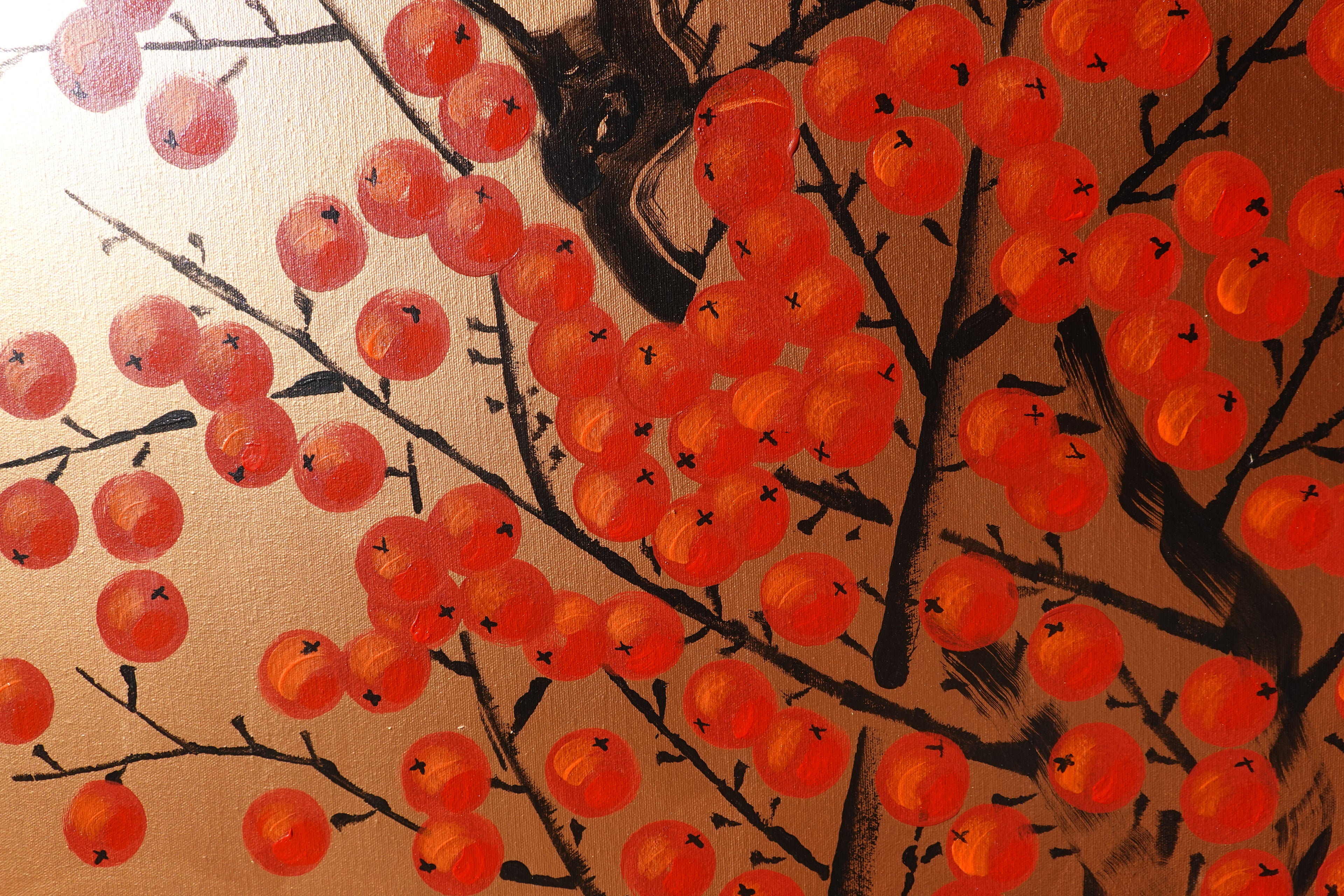 Japanese red apple tree J423 is a large-scale Japanese-inspired bronze painting
Original Acrylic Painting on unstretched canvas by artist Ksavera.