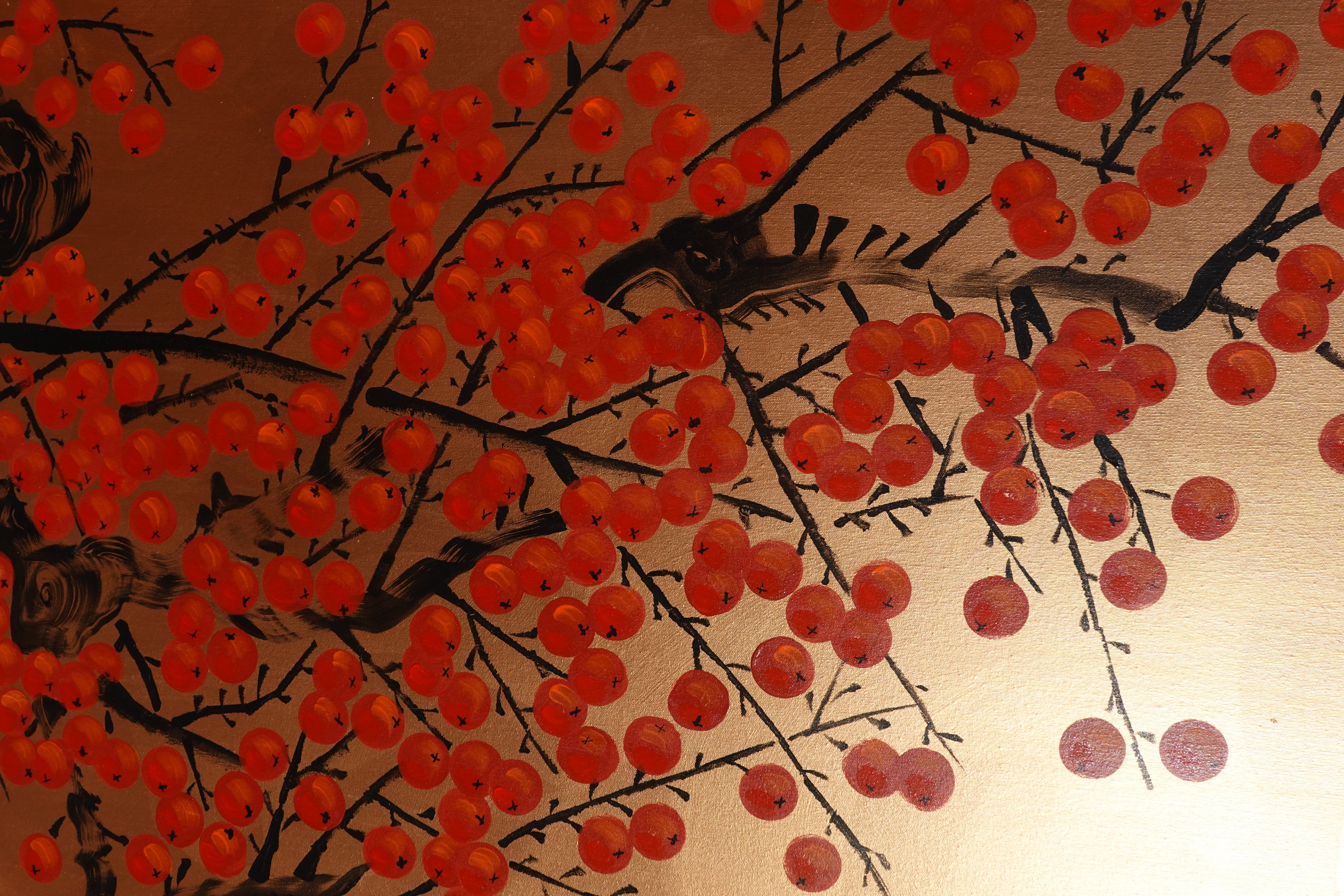 Japanese red apple tree J423 is a large-scale Japanese-inspired bronze painting
Original Acrylic Painting on unstretched canvas by artist Ksavera.