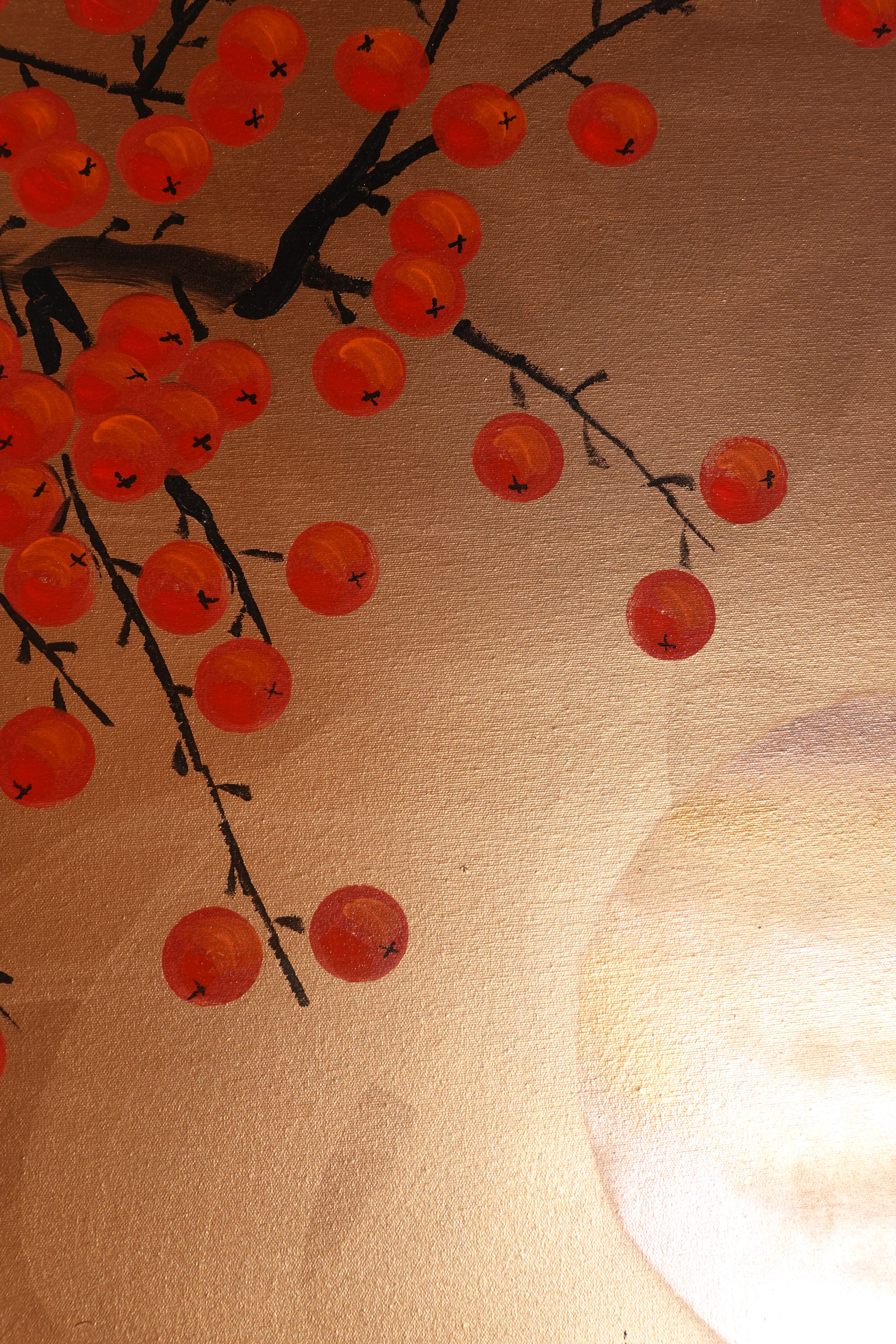 Japanese red apple tree J423 is a large-scale Japanese-inspired bronze painting
Original Acrylic Painting on unstretched canvas by artist Ksavera.