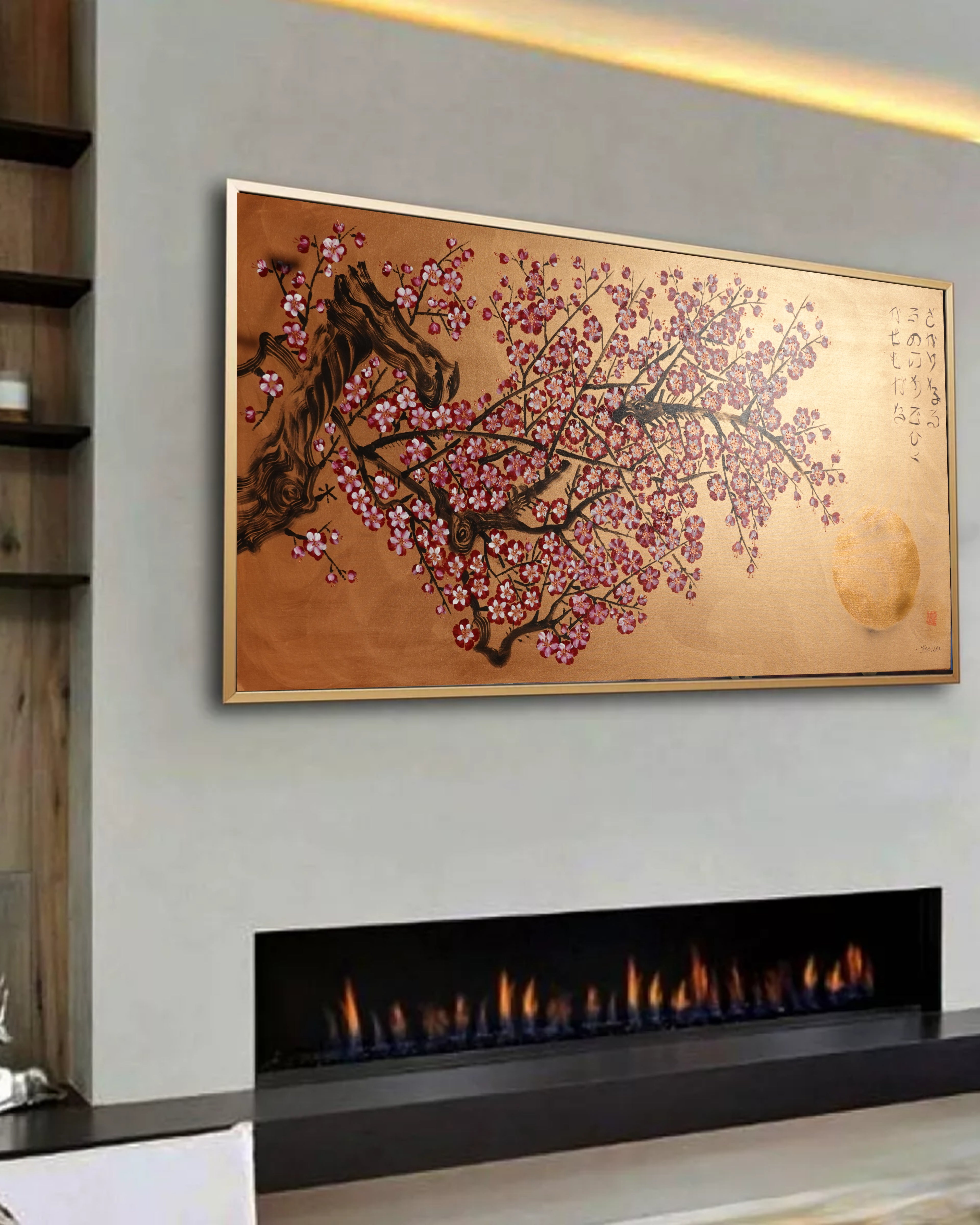 Japanese Sakura J425 is a large-scale Japanese-inspired bronze painting
Original Acrylic Painting on unstretched canvas by artist Ksavera.