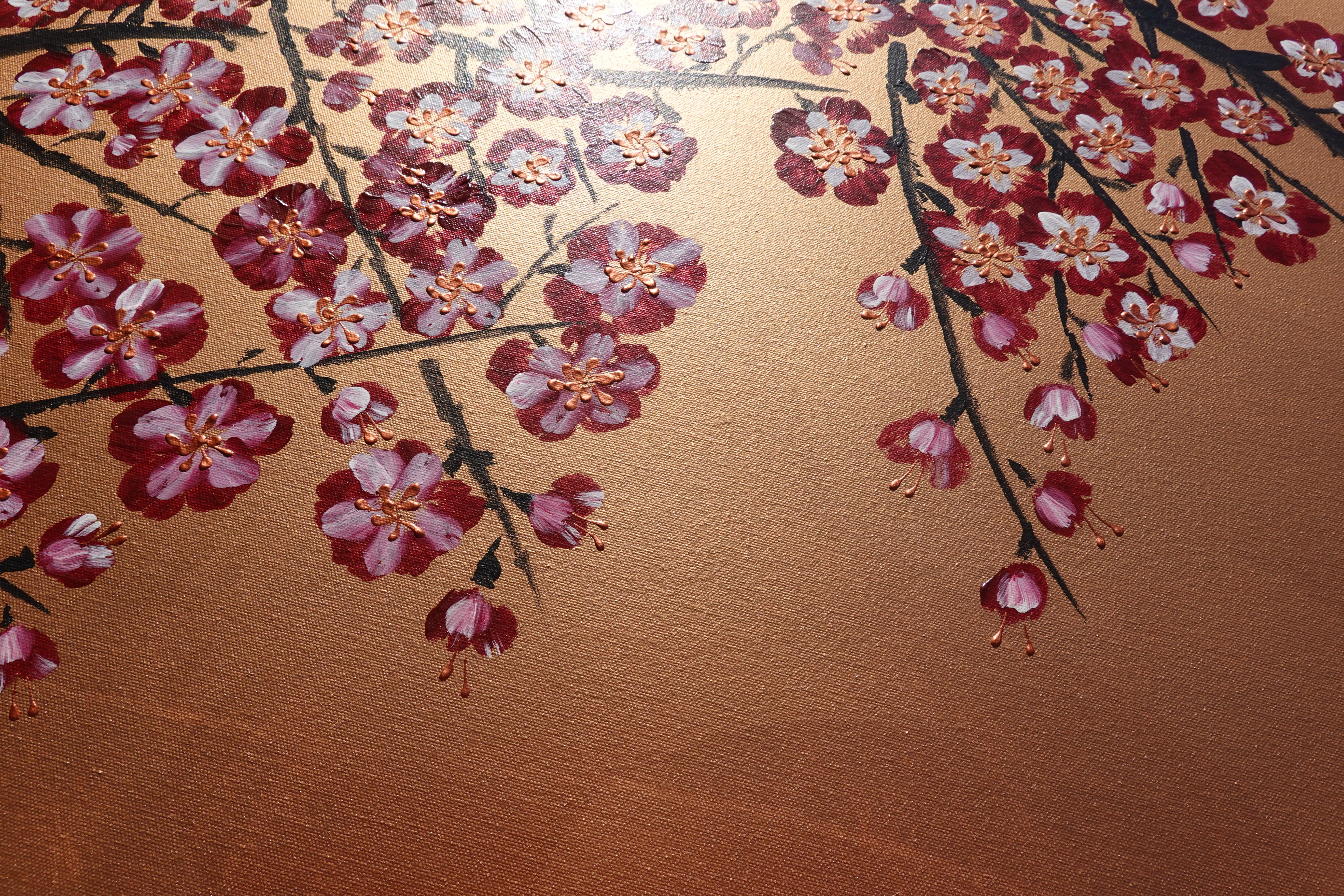 Japanese Sakura J425 large bronze Original Acrylic Painting