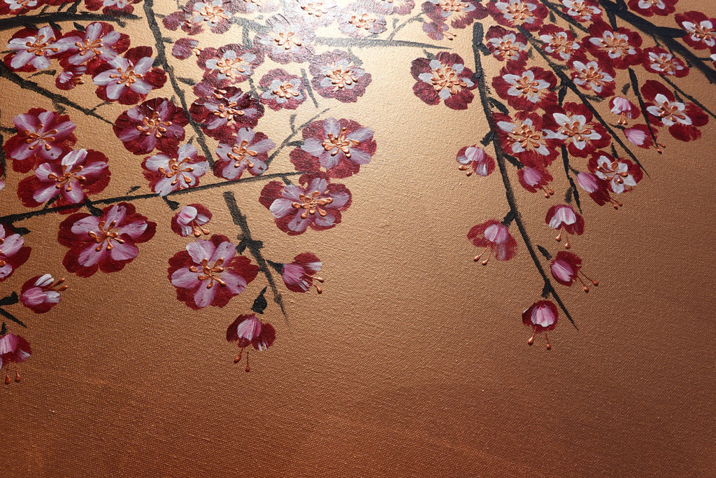 Japanese Sakura J425 is a large-scale Japanese-inspired bronze painting
Original Acrylic Painting on unstretched canvas by artist Ksavera.