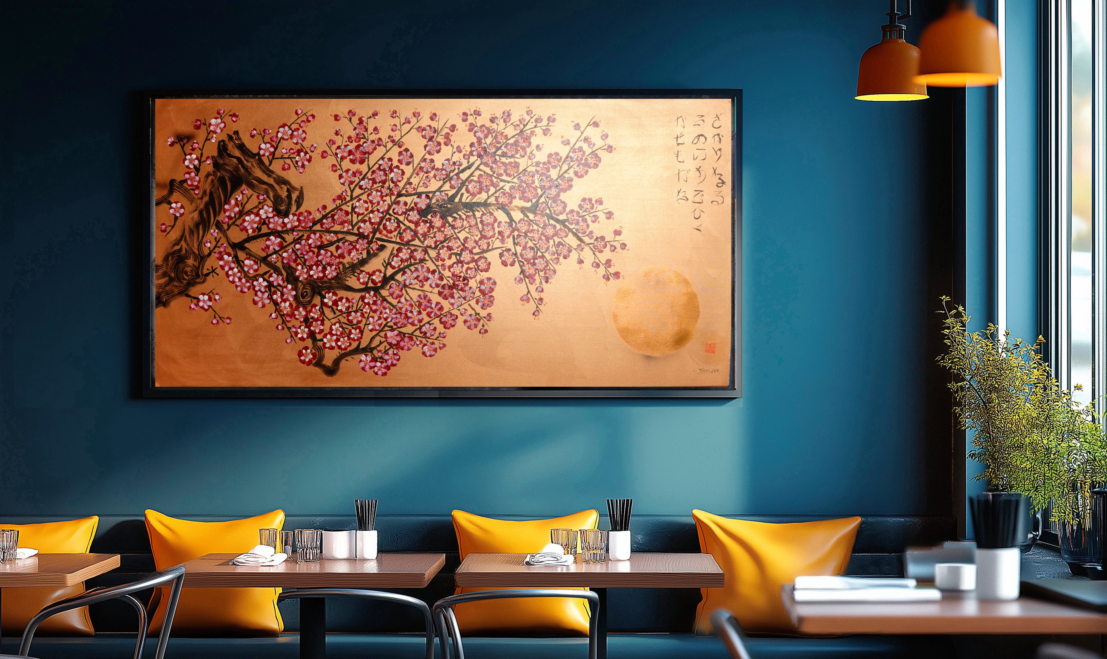 Japanese Sakura J425 is a large-scale Japanese-inspired bronze painting
Original Acrylic Painting on unstretched canvas by artist Ksavera.