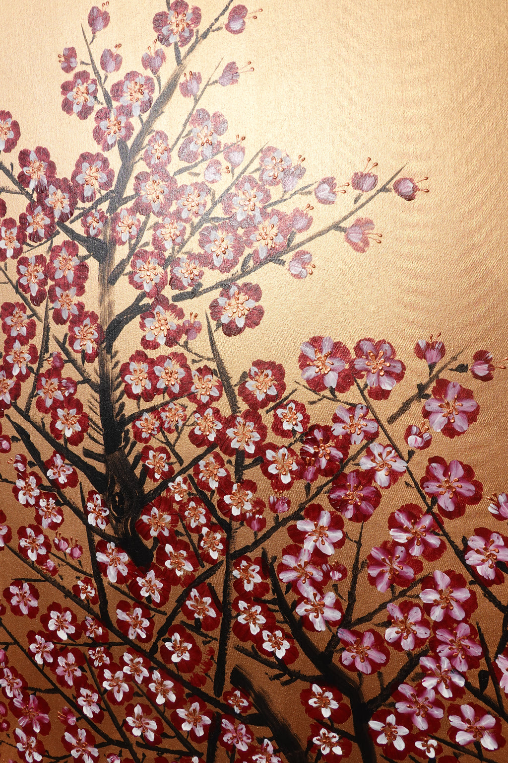 Japanese Sakura J425 is a large-scale Japanese-inspired bronze painting
Original Acrylic Painting on unstretched canvas by artist Ksavera.