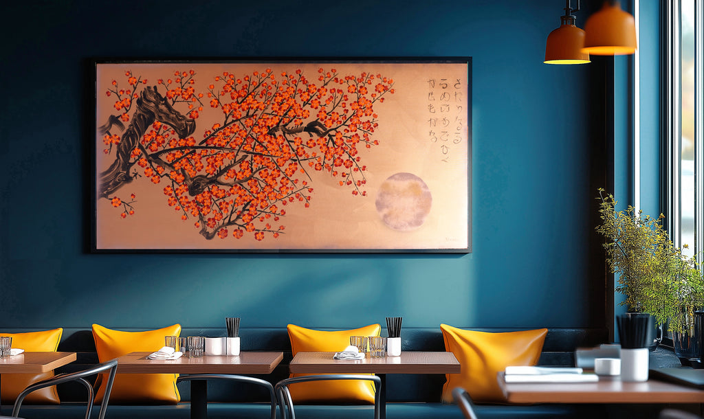 Japanese Sakura J427 is a large Japanese bronze Original Acrylic Painting on unstretched canvas by artist Ksavera