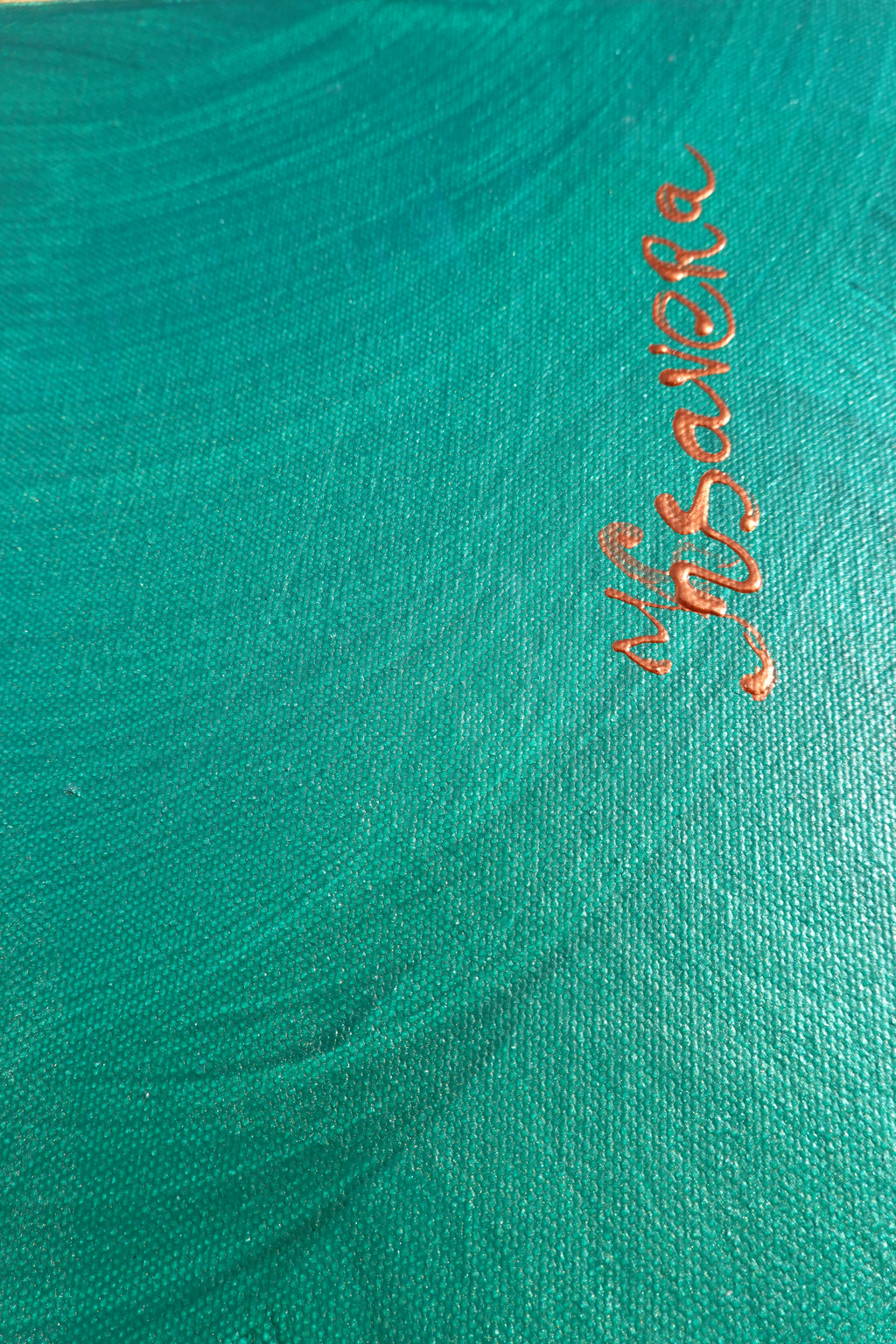 Love Birds and Sakura J432 is a large Japanese emerald pearlescent original painting by artist Ksavera