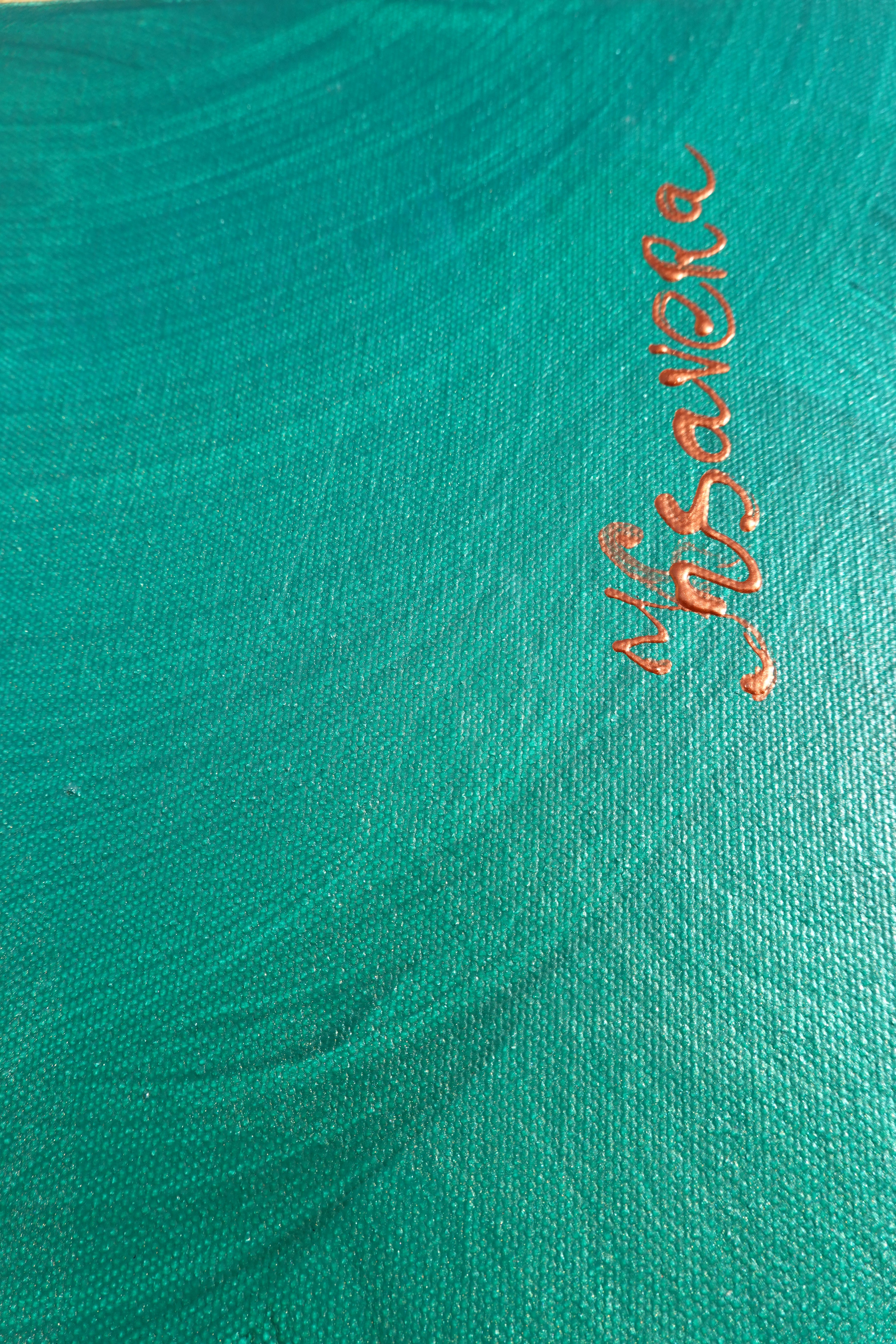 Love Birds and Sakura J432 is a large Japanese emerald pearlescent original painting by artist Ksavera