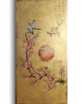 Bird and Sakura J441 is a large-scale Japanese-inspired gold painting
Original Acrylic Painting on unstretched canvas by artist Ksavera.