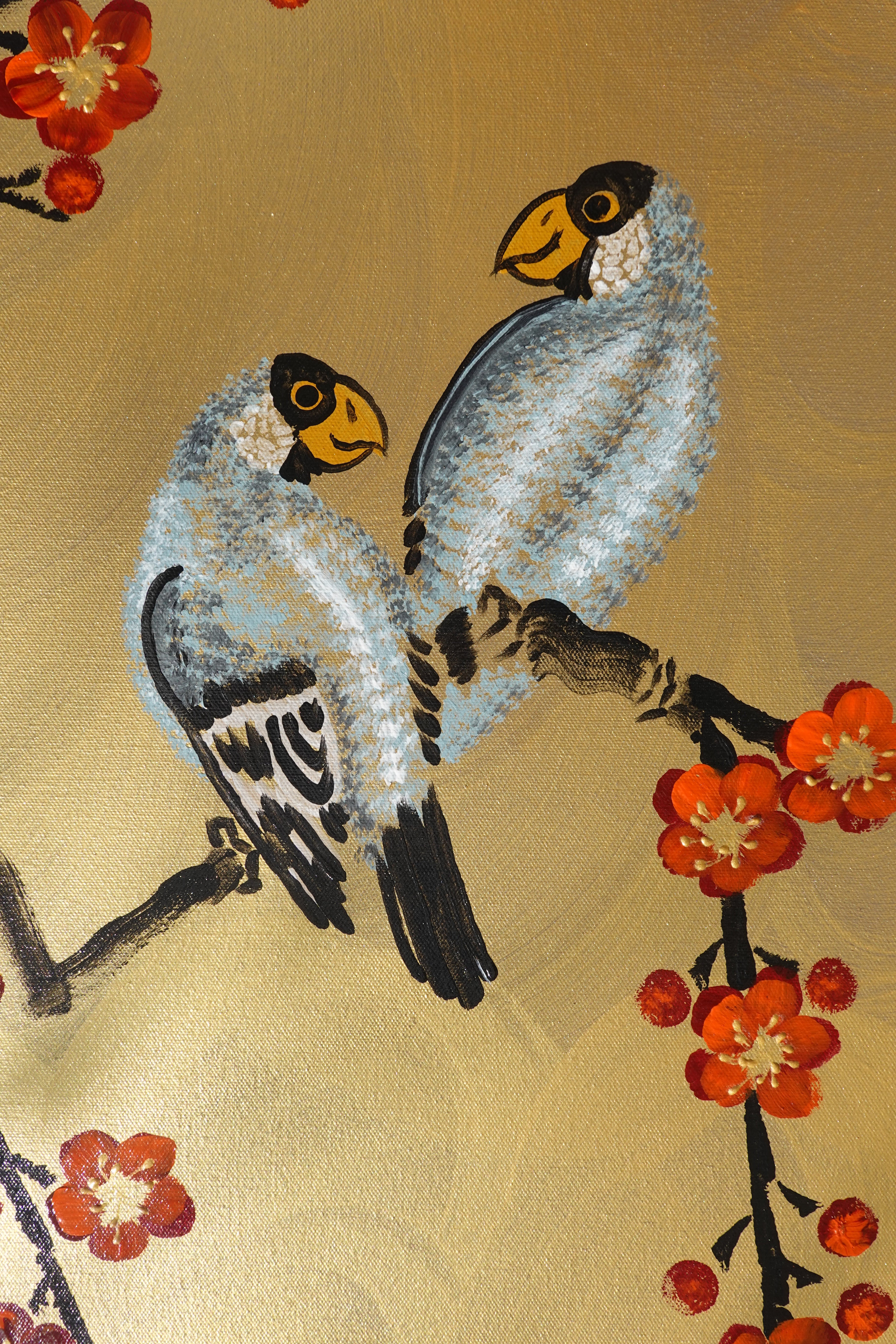 Love Birds and orange Sakura J467 is a large Japanese gold