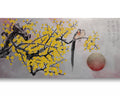 Liebesvögel und Sakura J472 — Silber | Japanische Malerei | Großes Acryl auf Leinwand | Ksavera