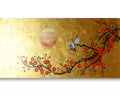 Love Birds and Sakura J490 — gold Japanese Painting | Large Acrylic on Canvas | Ksavera