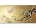 Love Birds and Sakura J495 — gold Japanese Painting | Large Acrylic on Canvas | Ksavera