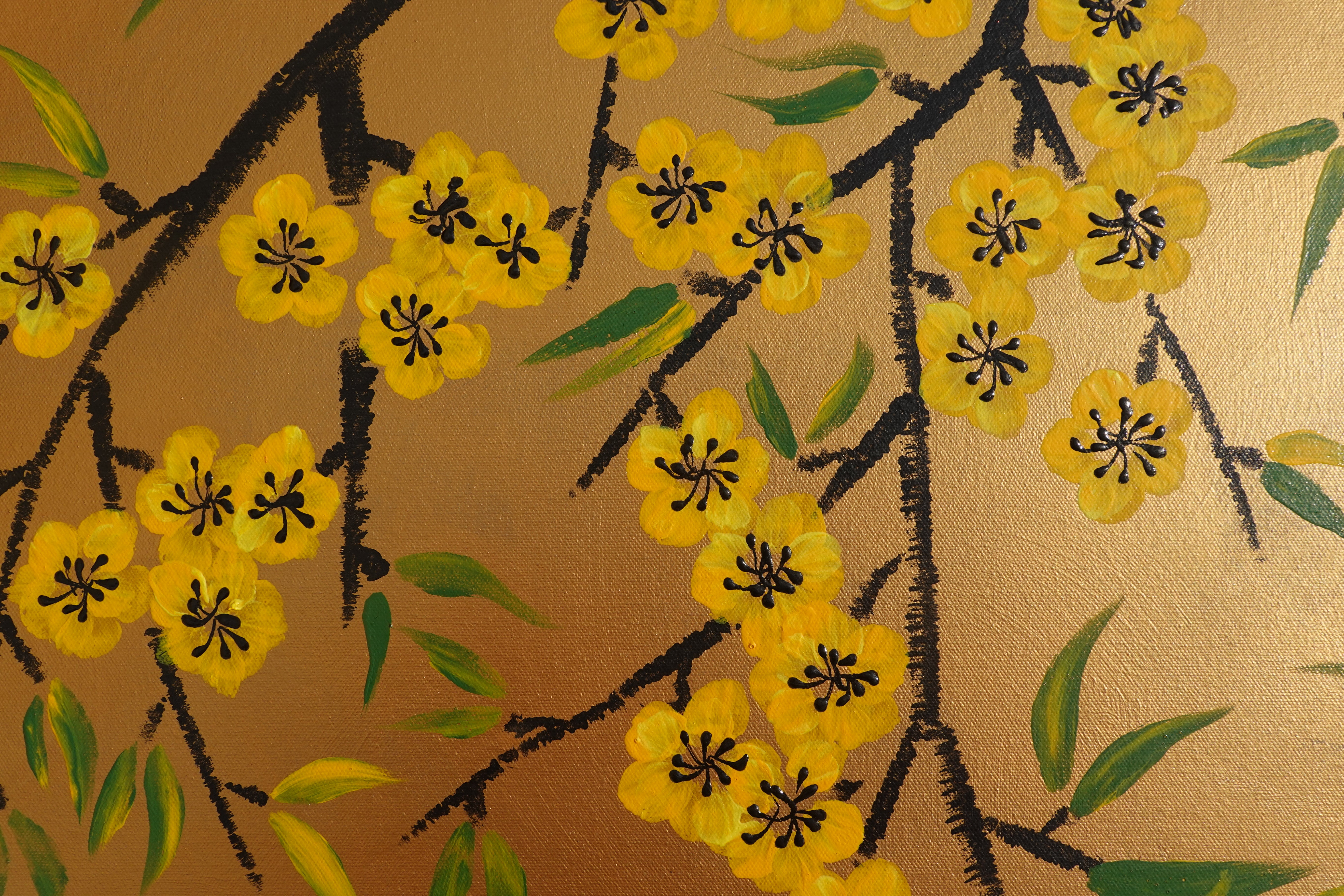 ちぇりーぶろっさむ　オーダー Cherry blossoms J499 — large gold Japanese Painting | Ksavera