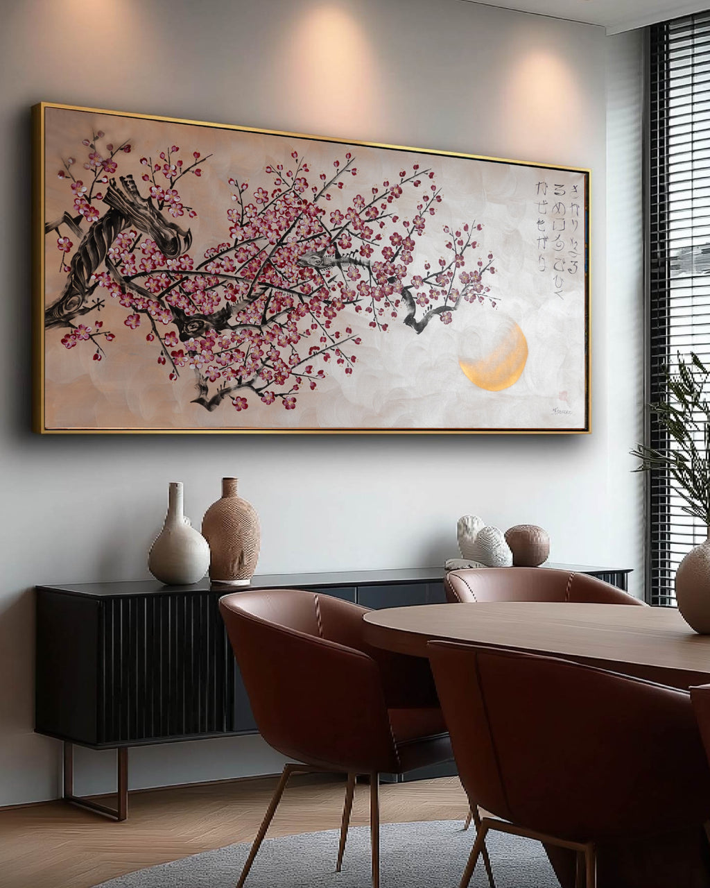 Sakura J516 — pearl peach Japanese Painting | Large Acrylic on Canvas | Ksavera