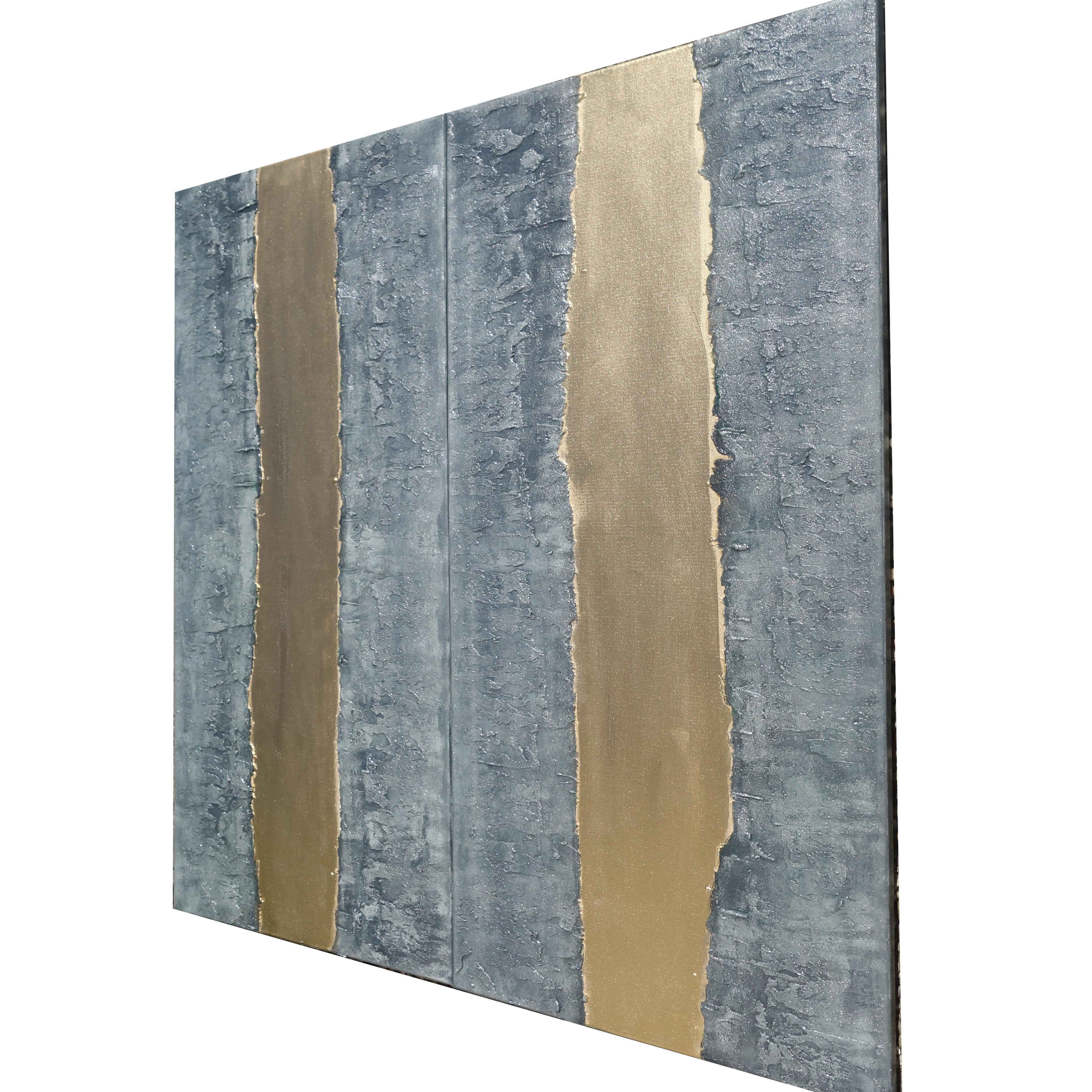 Gold Steel Paintings “Abstract A244” — Textured Long Diptych
Original Acrylic Painting on Stretched Canvas by Artist Ksavera