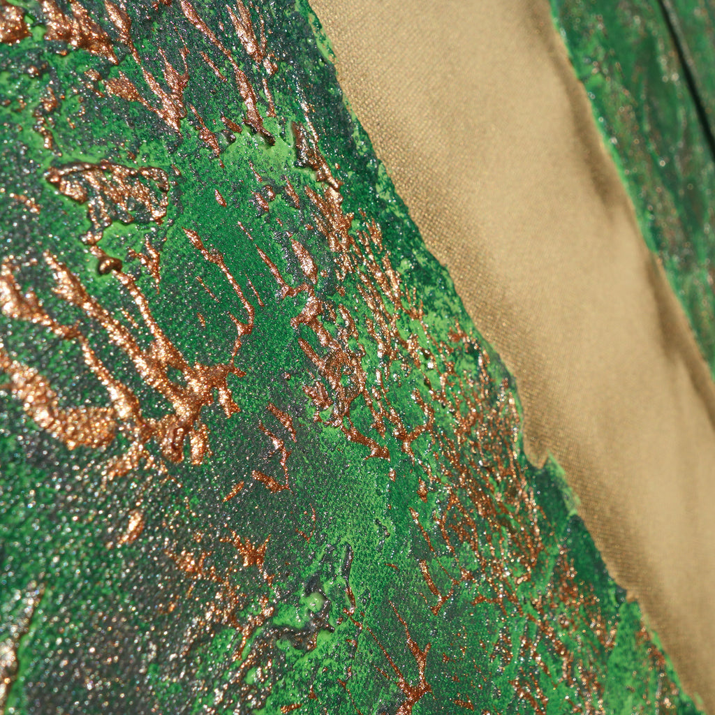 Gold green Paintings “Abstract A248” - Textured Long Diptych by Ksavera