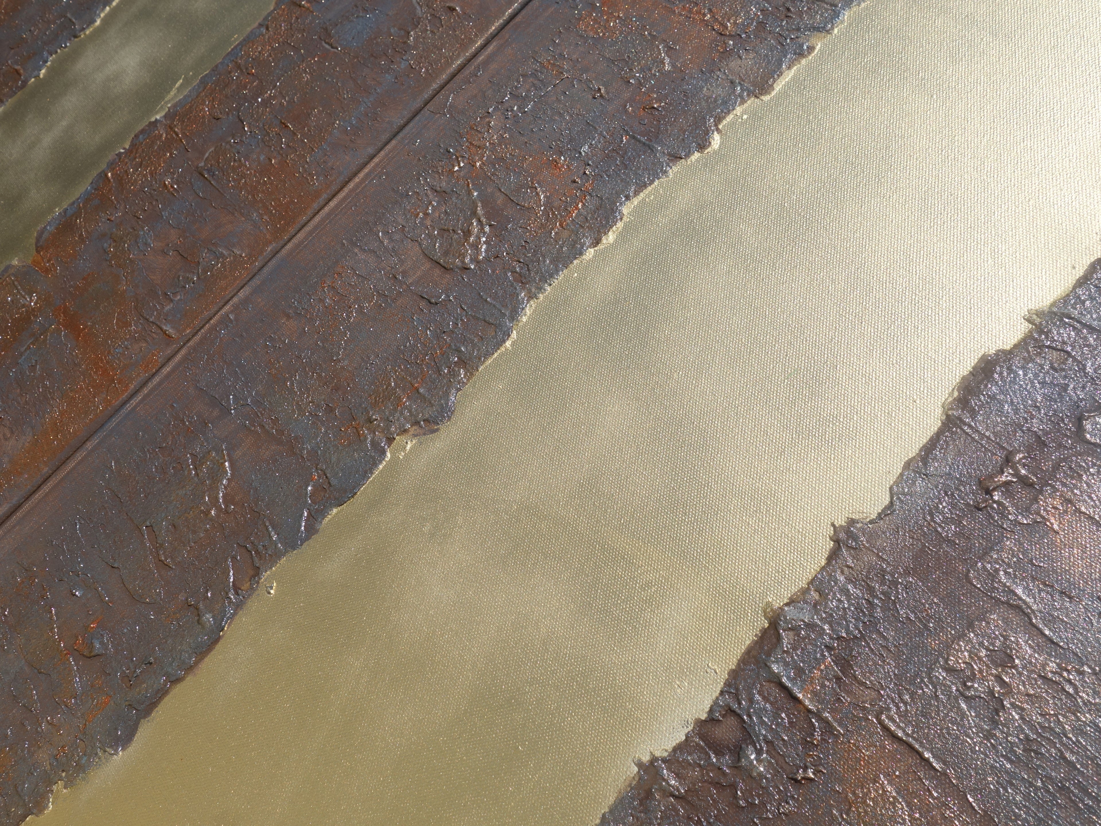 Gold rusty Paintings “Abstract A338” — Textured Long Diptych by Ksavera