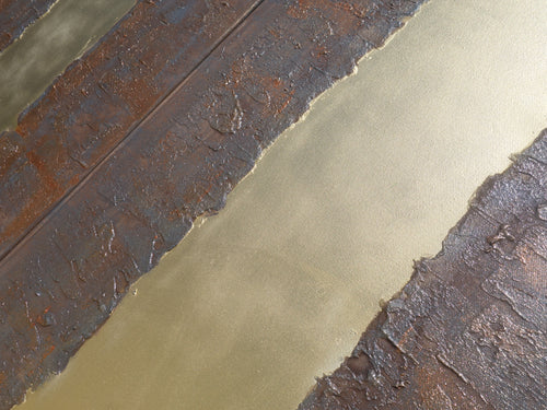 Gold rusty Paintings “Abstract A338” — Textured Long Diptych by Ksavera