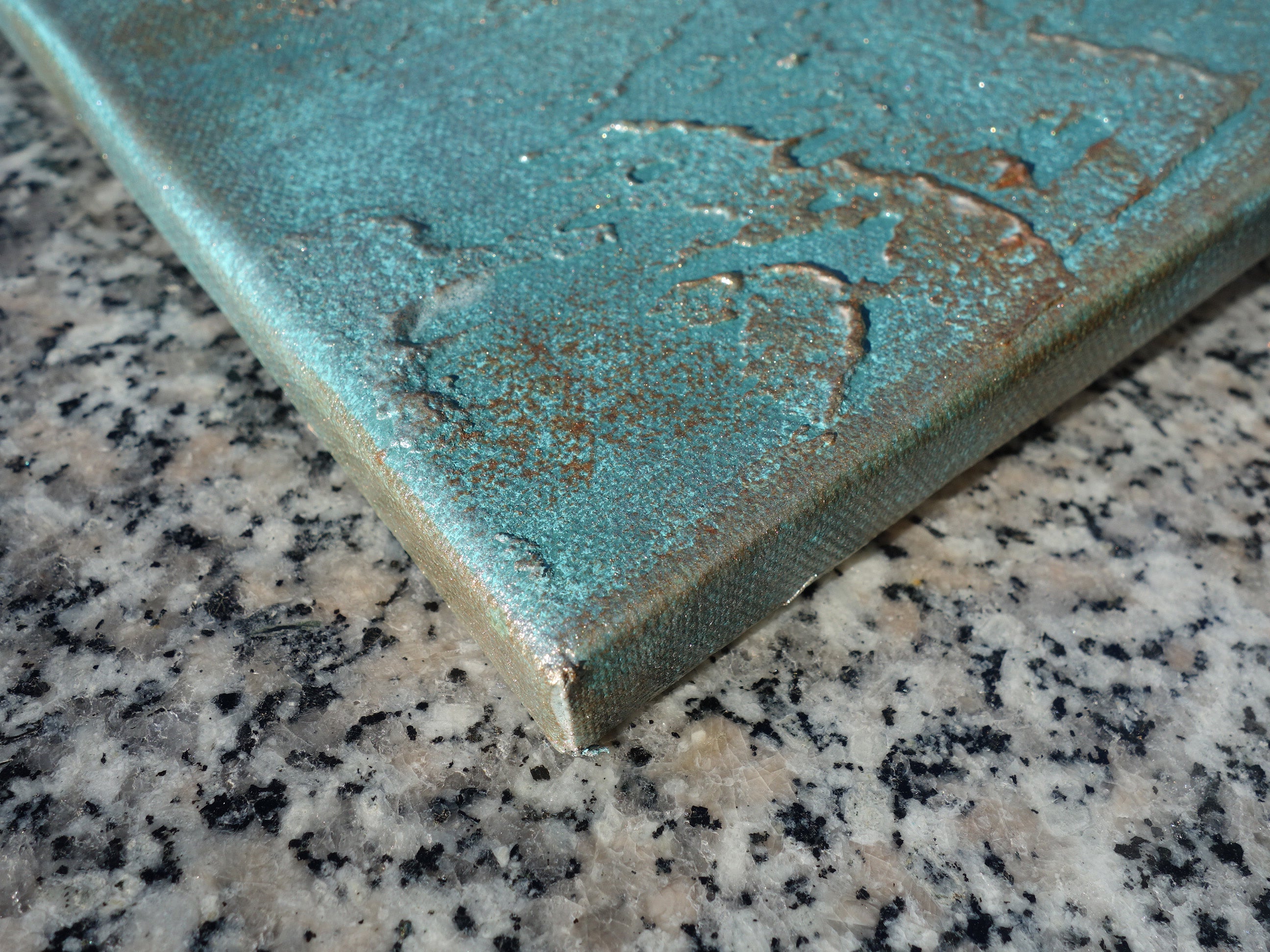 Gold patina Paintings “Abstract A443” - Textured Long Diptych by Ksavera