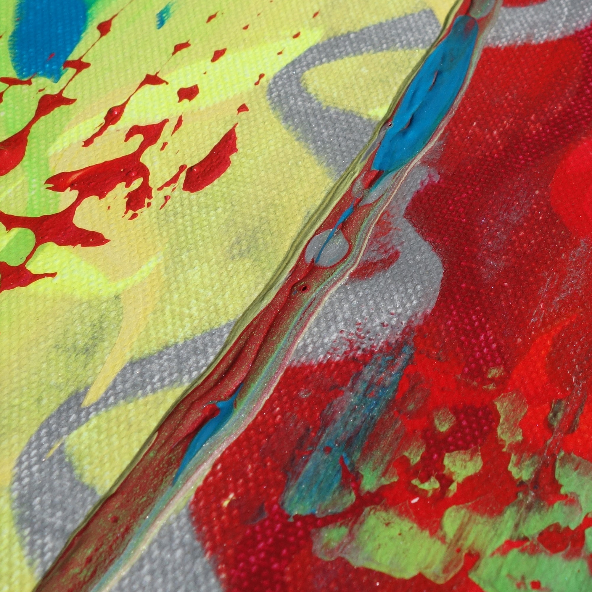 Silver colorful Paintings “Abstract A460” - Large palette knife Triptych by Ksavera