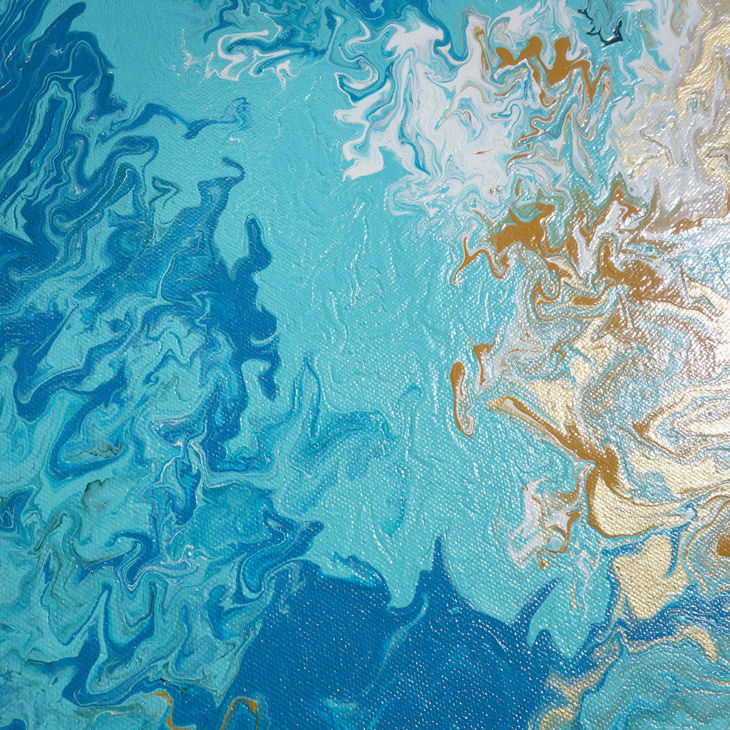 Peintures représentant le bord de mer « Abstrait A547 » - peinture ronde bleue de l'artiste Ksavera