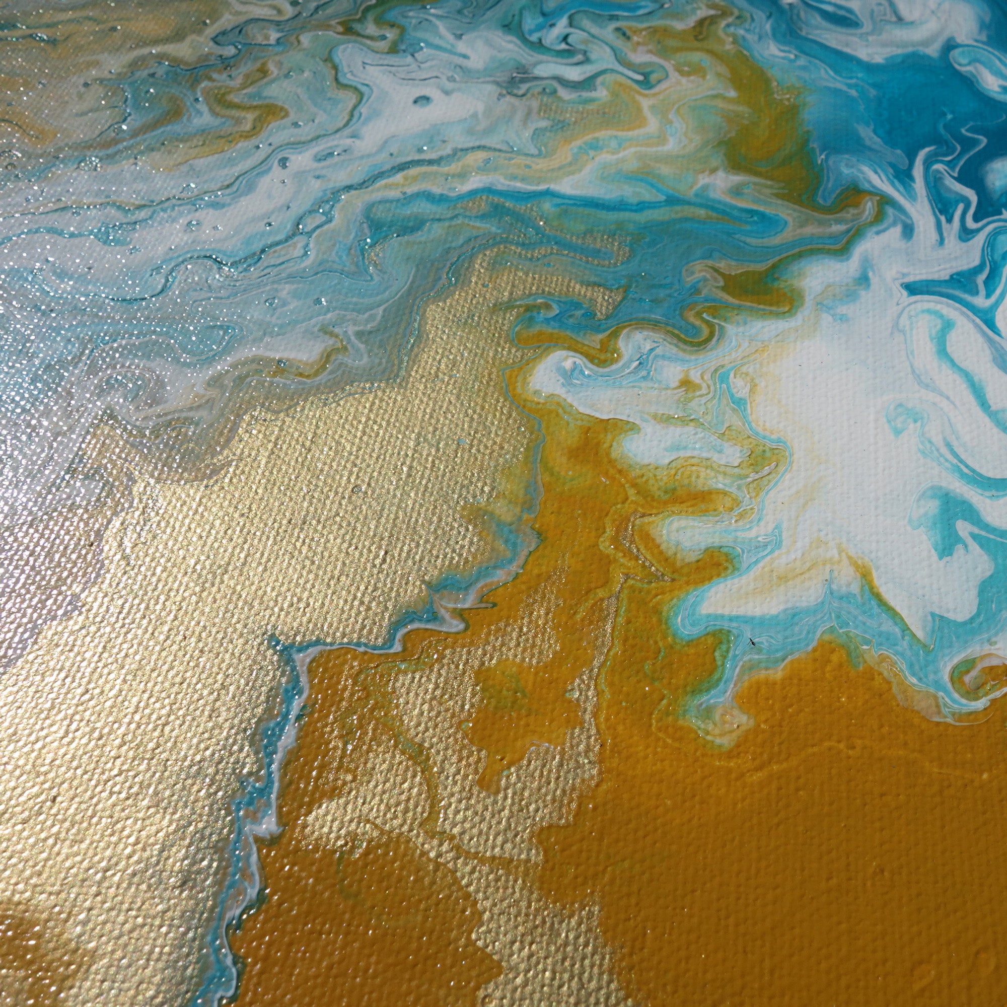 Peintures représentant le bord de mer « Abstrait A547 » - peinture ronde bleue de l'artiste Ksavera