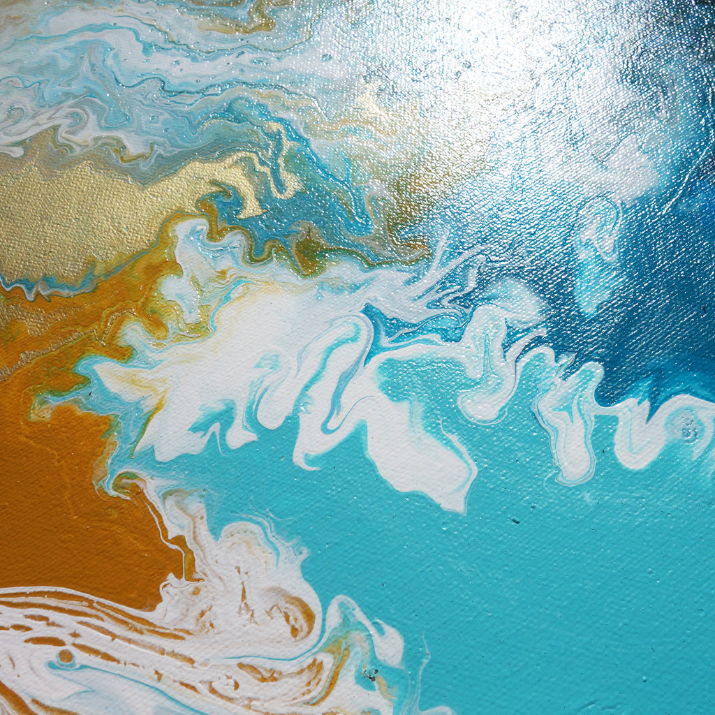 Peintures représentant le bord de mer « Abstrait A547 » - peinture ronde bleue de l'artiste Ksavera