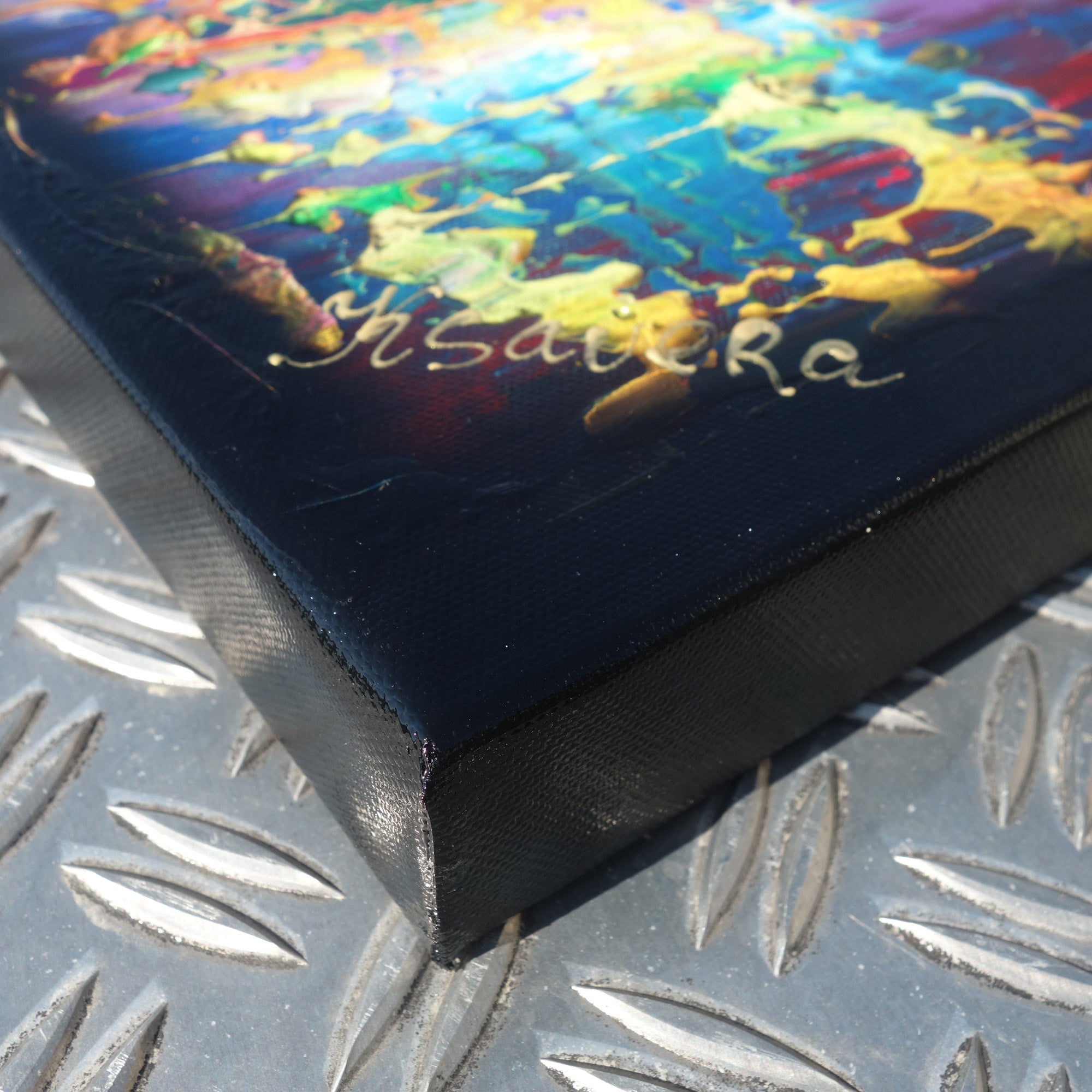 Tableau abstrait coloré A620 pour salon, bureau, chambre ou au-dessus d'un canapé par Ksavera